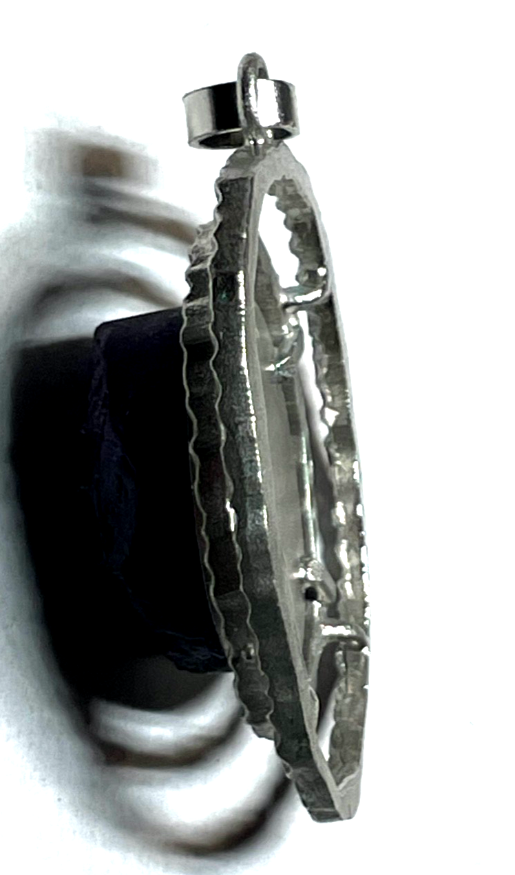Vintage Handarbeit 835 Silber Anhänger mit natürlichem Amethyst 70erJ Brutalist9
