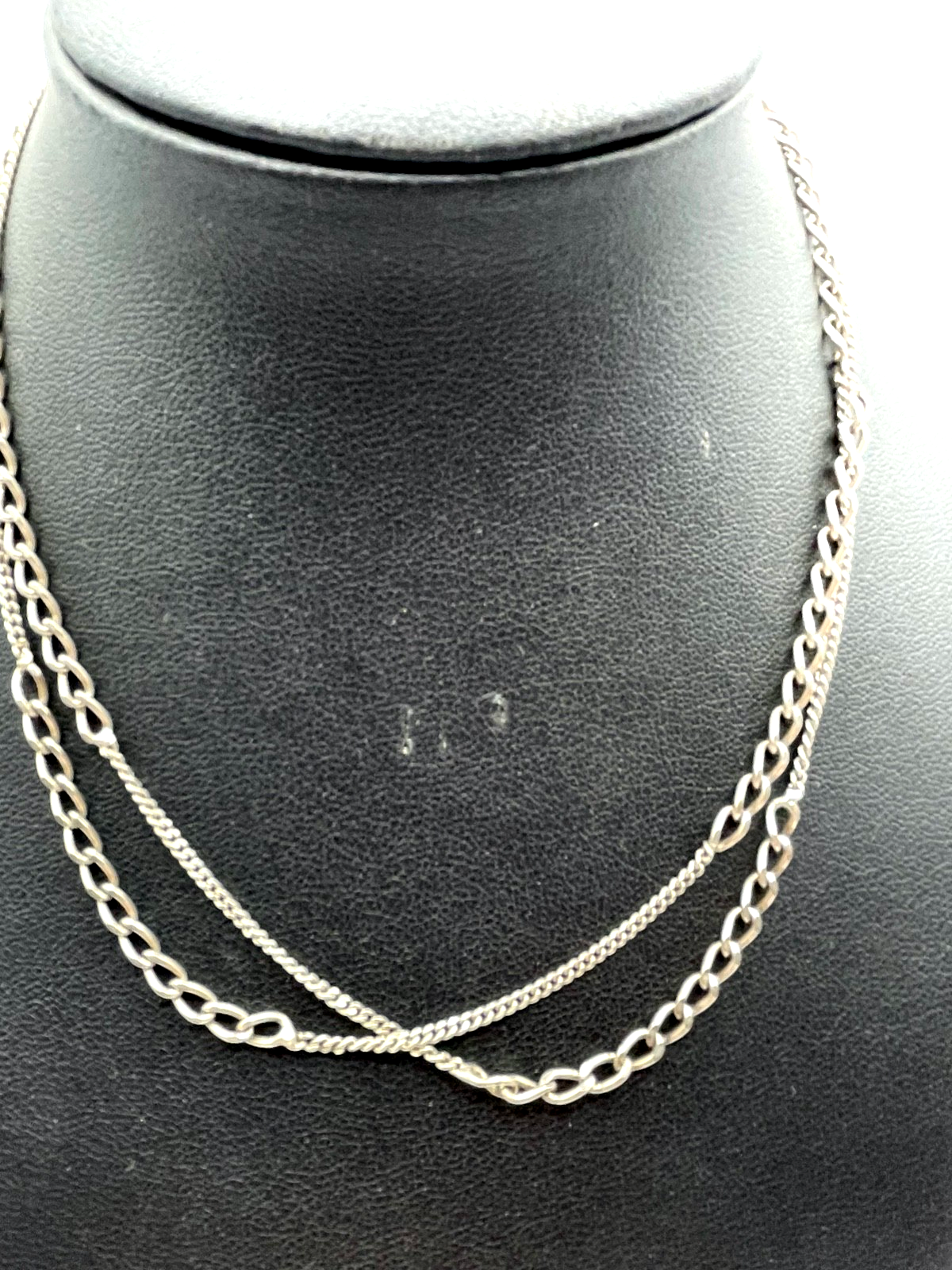 Vintage 925 Silber Halskette Panzerkette 2 fach Panzer Dekor L 74 cm5