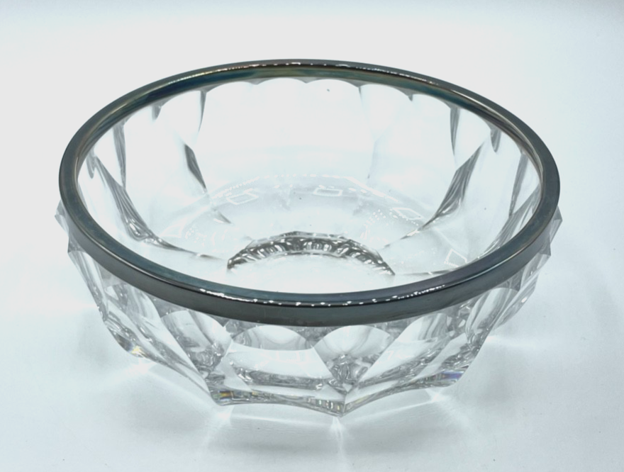 Kristallglas Schüssel Glasschüssel mit 925 Silber Rand HB Ø 19,5 cm H 7  cm0