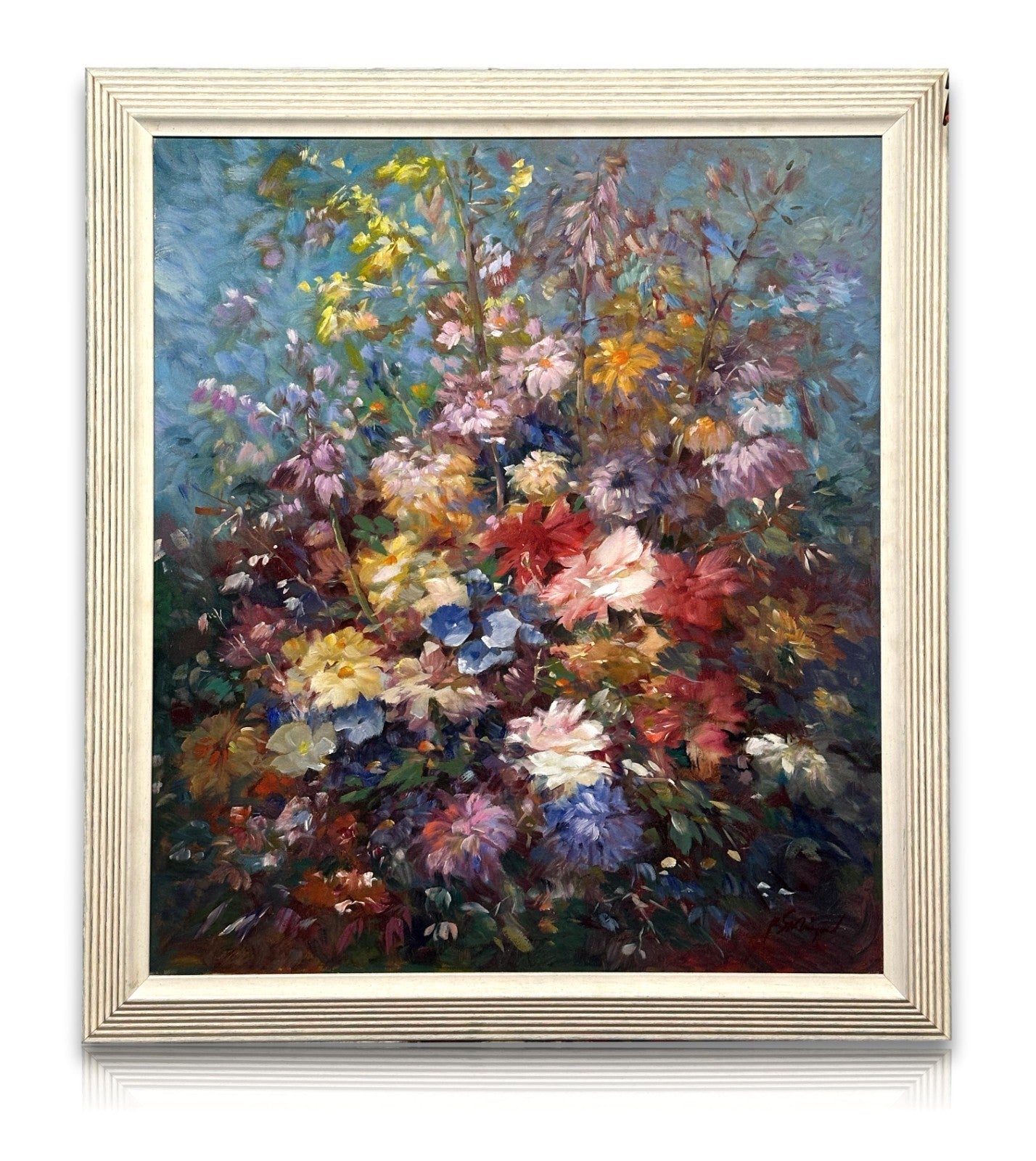Roger San Miguel - Impressionismus Blumenstrauß - Öl auf Leinwand - signiert0