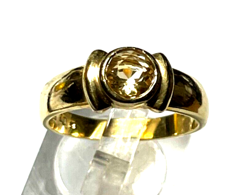 925 Silber Ring vergoldet Silberring mit Ø 6 mm Citrin  Ø 19 mm RG 60 Handarbeit0