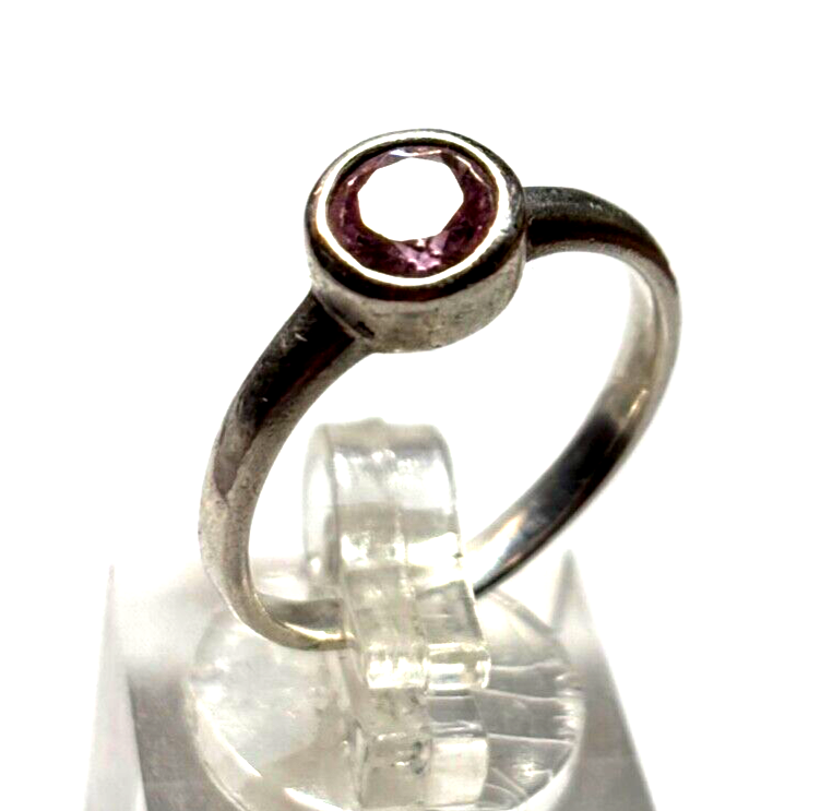 Silberring 925 Silber Ring mit rosa Farbstein Ø 17 mm RG 53 Handarbeit gepflegt1