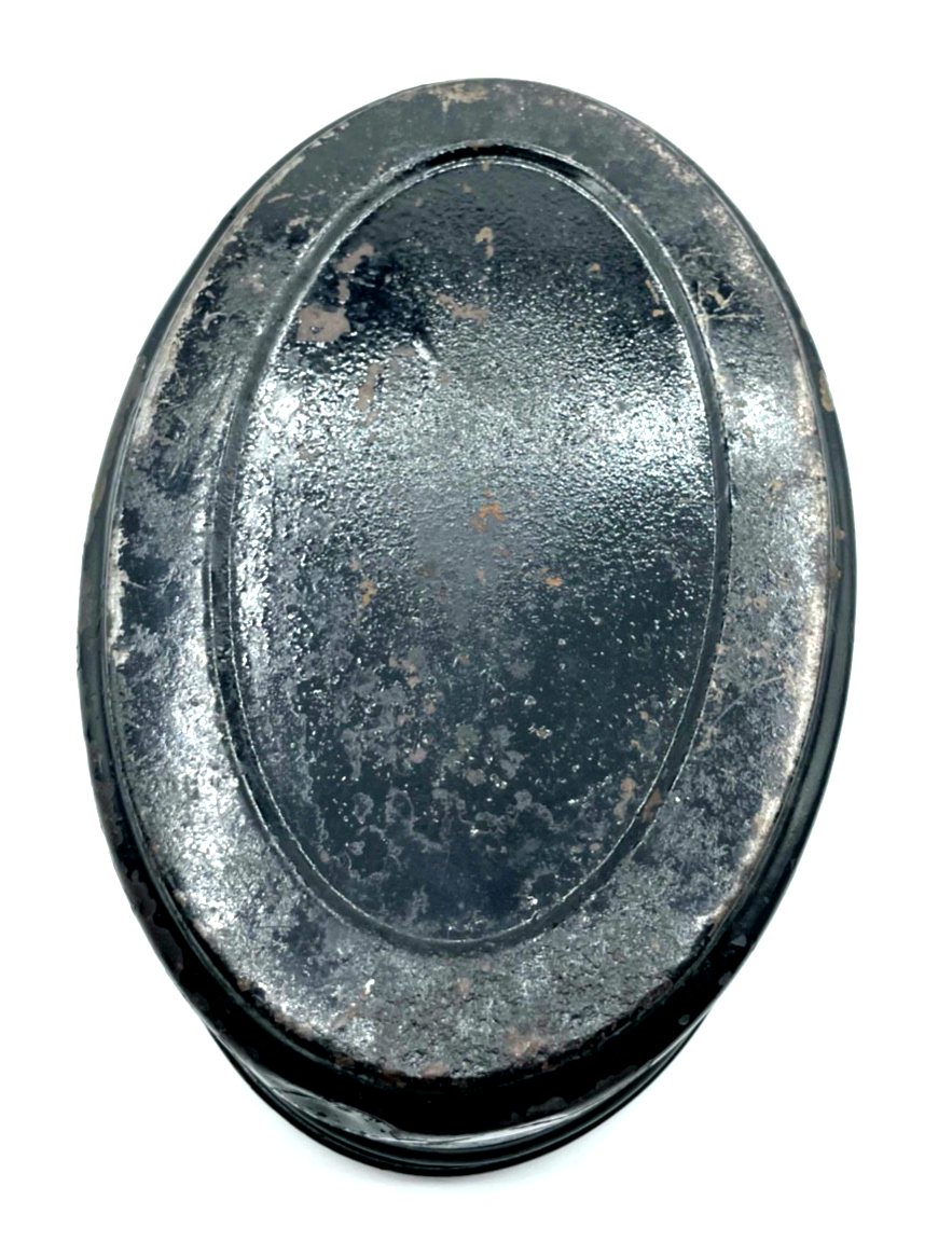 Antik attraktive ovale Blechdose Keksdose Deckeldose Jugendstil Dekor um 19007
