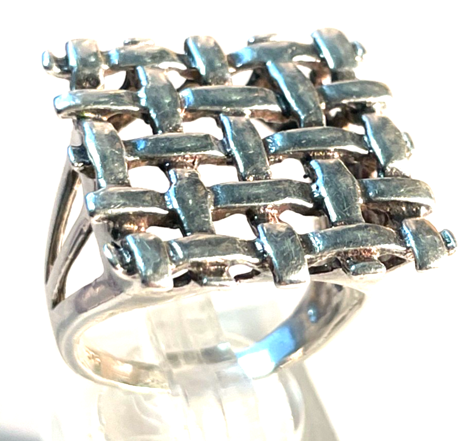 Aparter gr. Design 925 Silber Ring Flechtmuster Ø 18,8 RG 59 gepflegt Juwelier1
