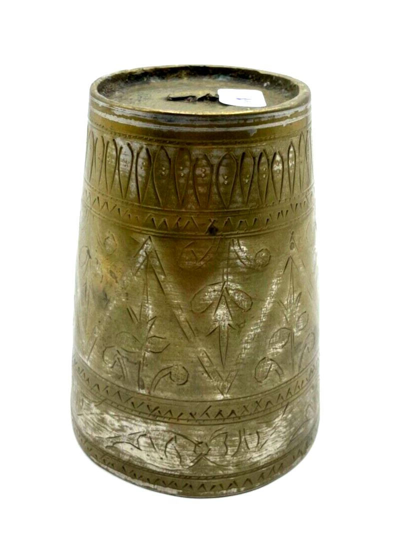Alter Metall Becher Handarbeit Messing Zinn Isfahan Kunsthandwerk H 11 cm Nr. 12