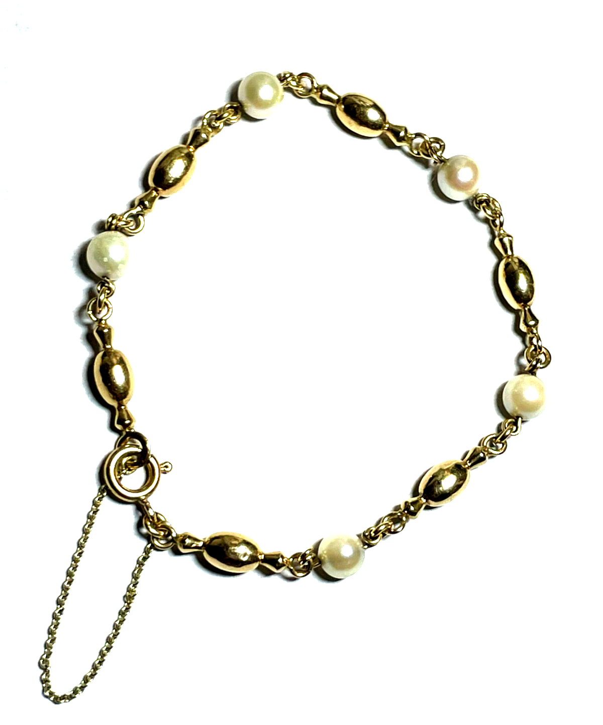 Solides 750 Gold 18 K Gold apartes Armband mit Akoya Perlen Juwelier L 21,5 cm5