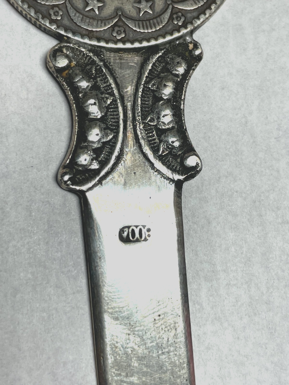 Antik 800 Silber Brieföffner osmanisch Tughra Mehmed V Kurus L18,2 cm 40,3 Gramm6