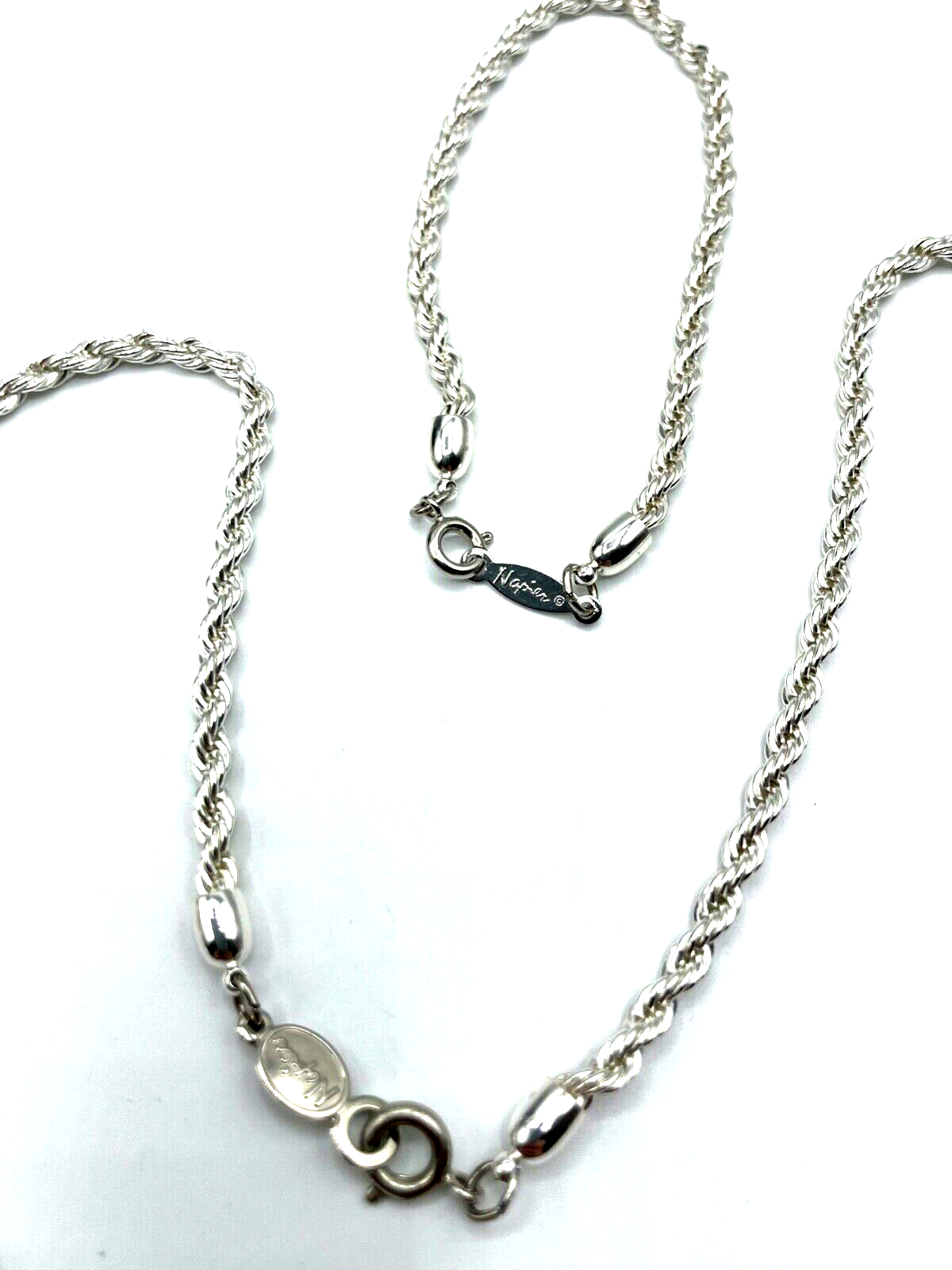 Neuwertig NAPIER Set Kordelkette Kette + Armband sign. Designer Schmuck Silber4
