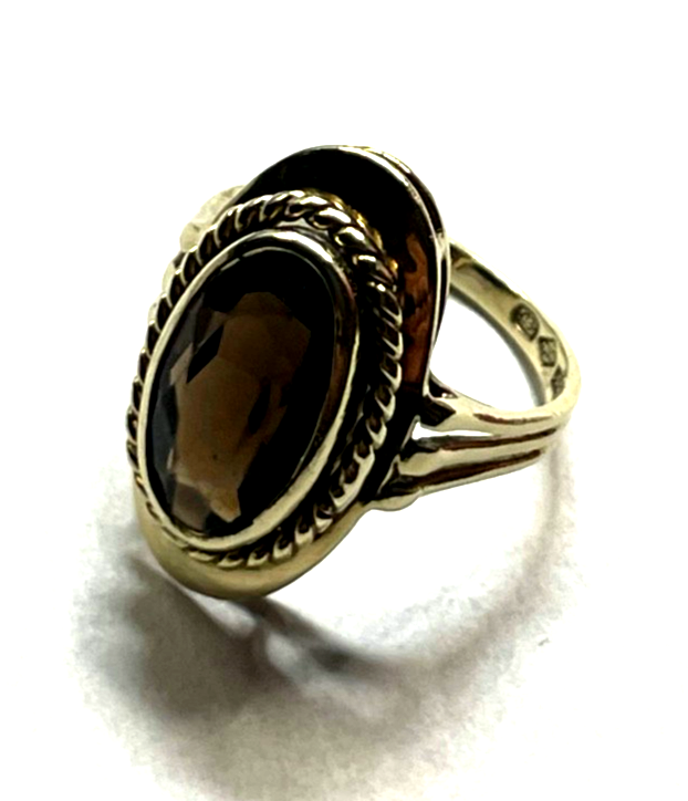 Vintage 333 Gold 8 K Rauchquarz Ring Ø 16,5 mm RG 52 Juwelier Qualität gepfl.9