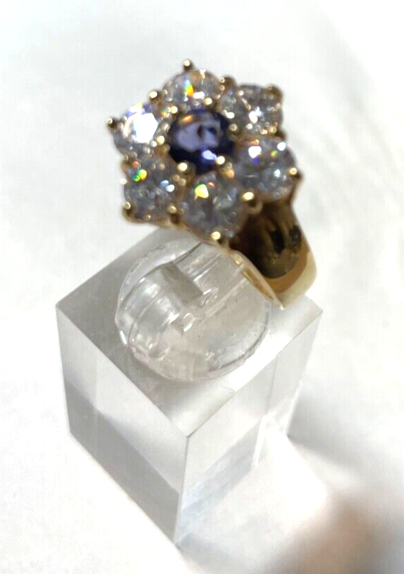 925 Silber Ring vergoldet Silberring üppig Zirkonia Amethyst Lila Ø 19 mm RG 6013