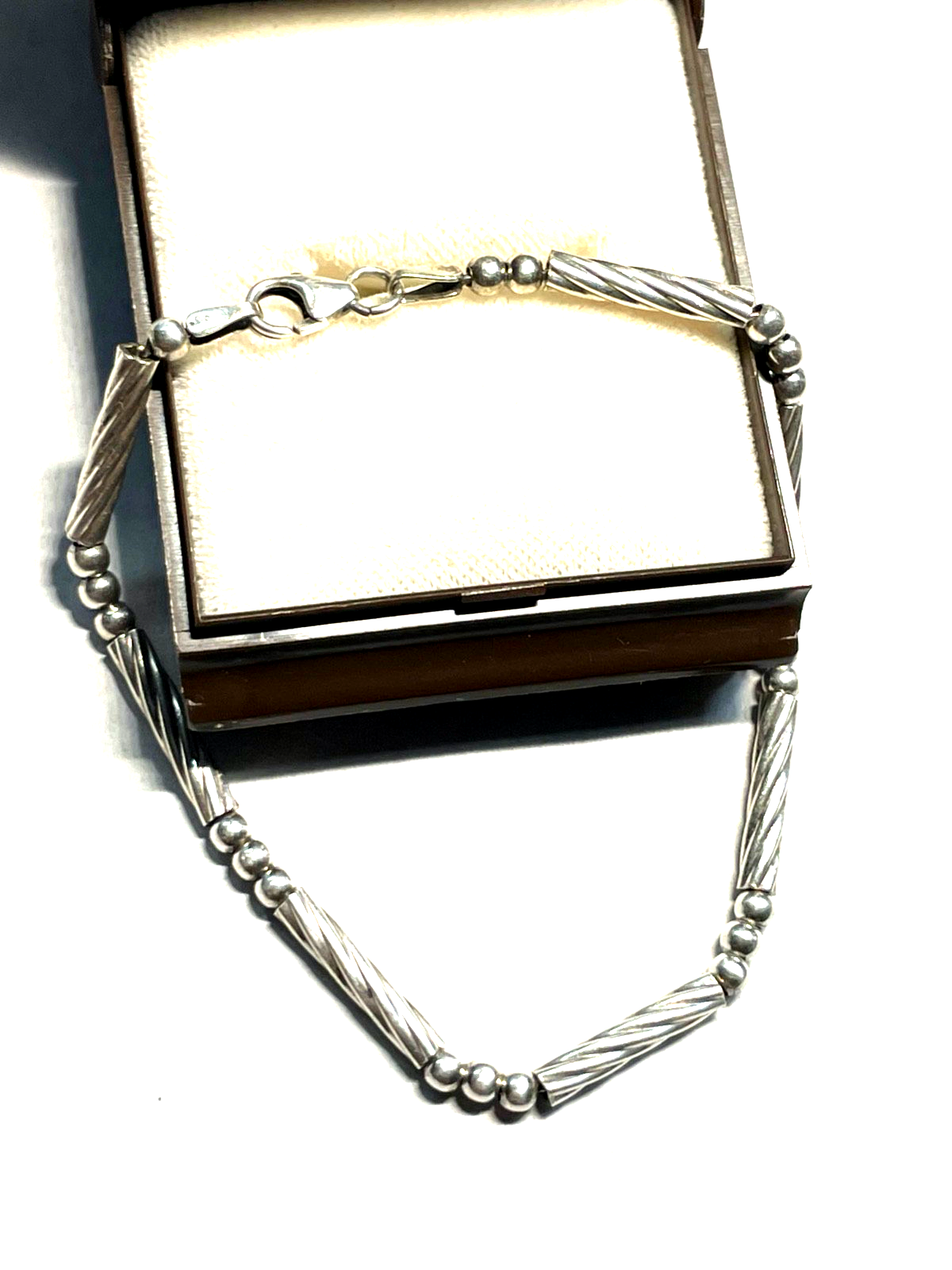 Solides apartes Dekor 925 Silber Armband L 18,5 cm runde Breite 3 mm gepflegt0