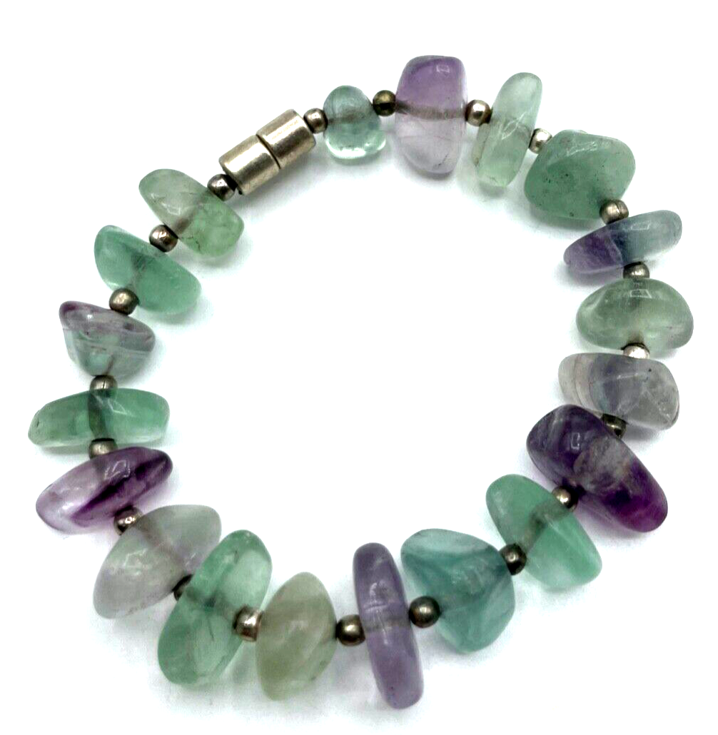 Stattliches Fluorit Nugget Armband Magnet L  19 mm B 16 mm natürlicher Edelstein0
