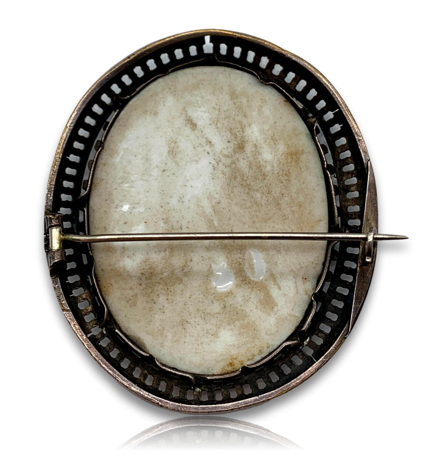 Anhänger - Brosche - Silber - Miniatur  Lupenmalerei um 1830 - Junge Frau Tracht5
