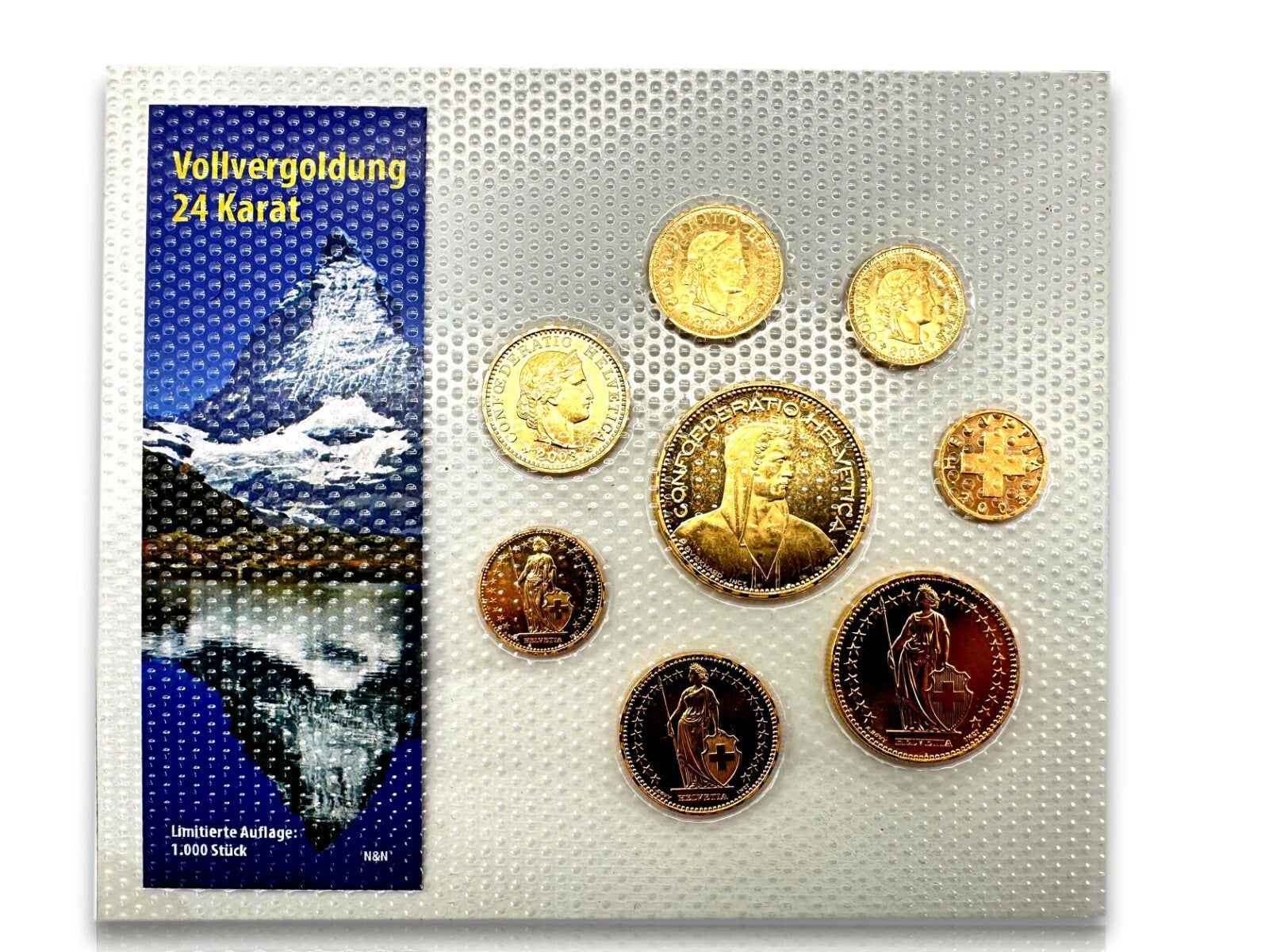 Schweiz KSM Kursmünzsatz 2003 Franken - 24 ct vergoldet - Limitierte Edition0