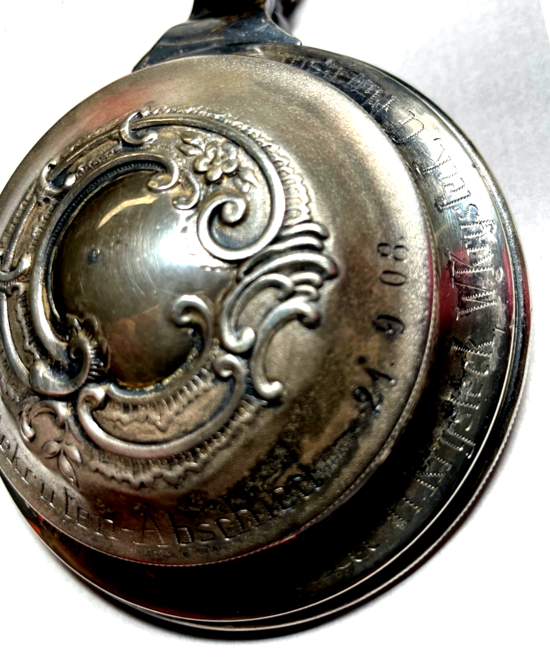 Antik loser echt Silber Deckel für Bierkrug um 1900 zum Rekruten Abschied 190814