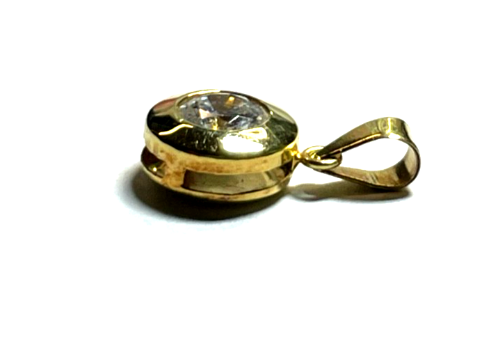 585 Gold 14 K Gelbgold Anhänger Simili Brillant Solitär 0,5 ct. Juwelier10