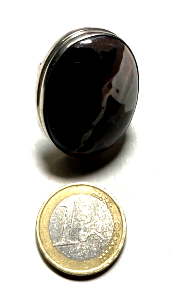 Solider 925 Silber Ring Silberring schöner Achat Ø 18,4 mm RG 58 gepflegt unisex6