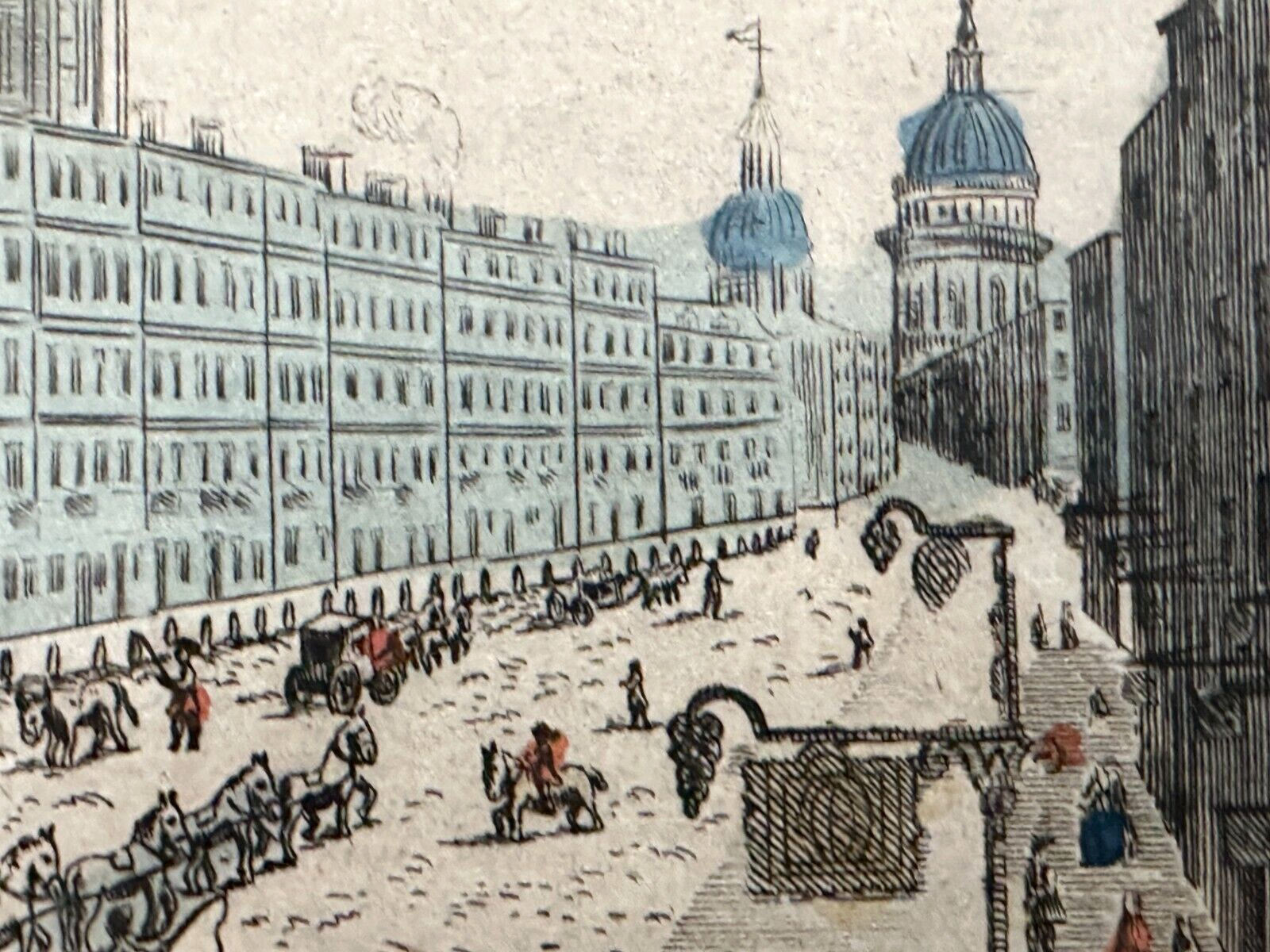kolorierter Kupferstich - London, königliche Börse um 1750 - rahmt hinter Glas7