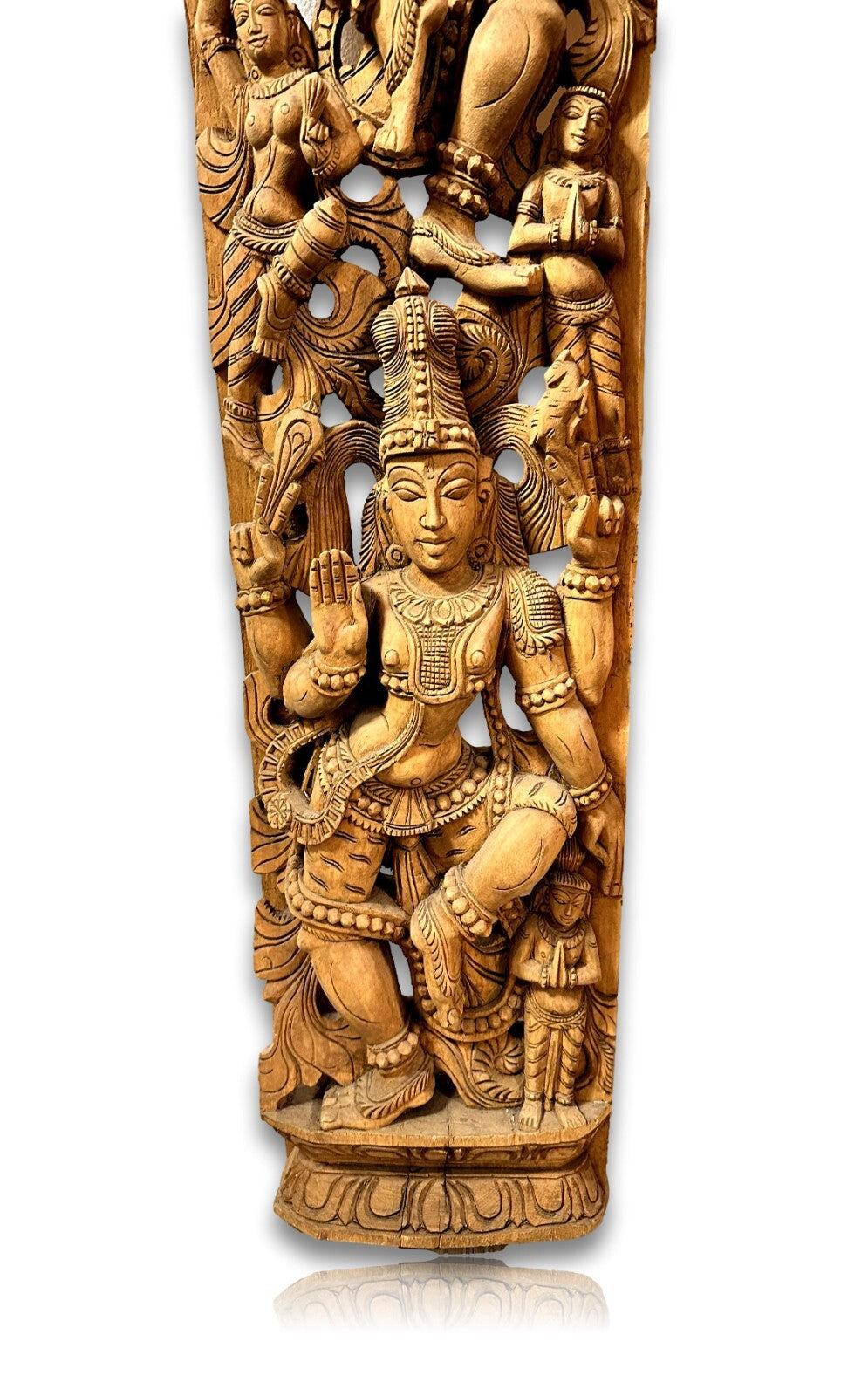 Großes geschnitztes Wandrelief - Indien - Gott Shiva Krishna - 20. Jhd. Holz10