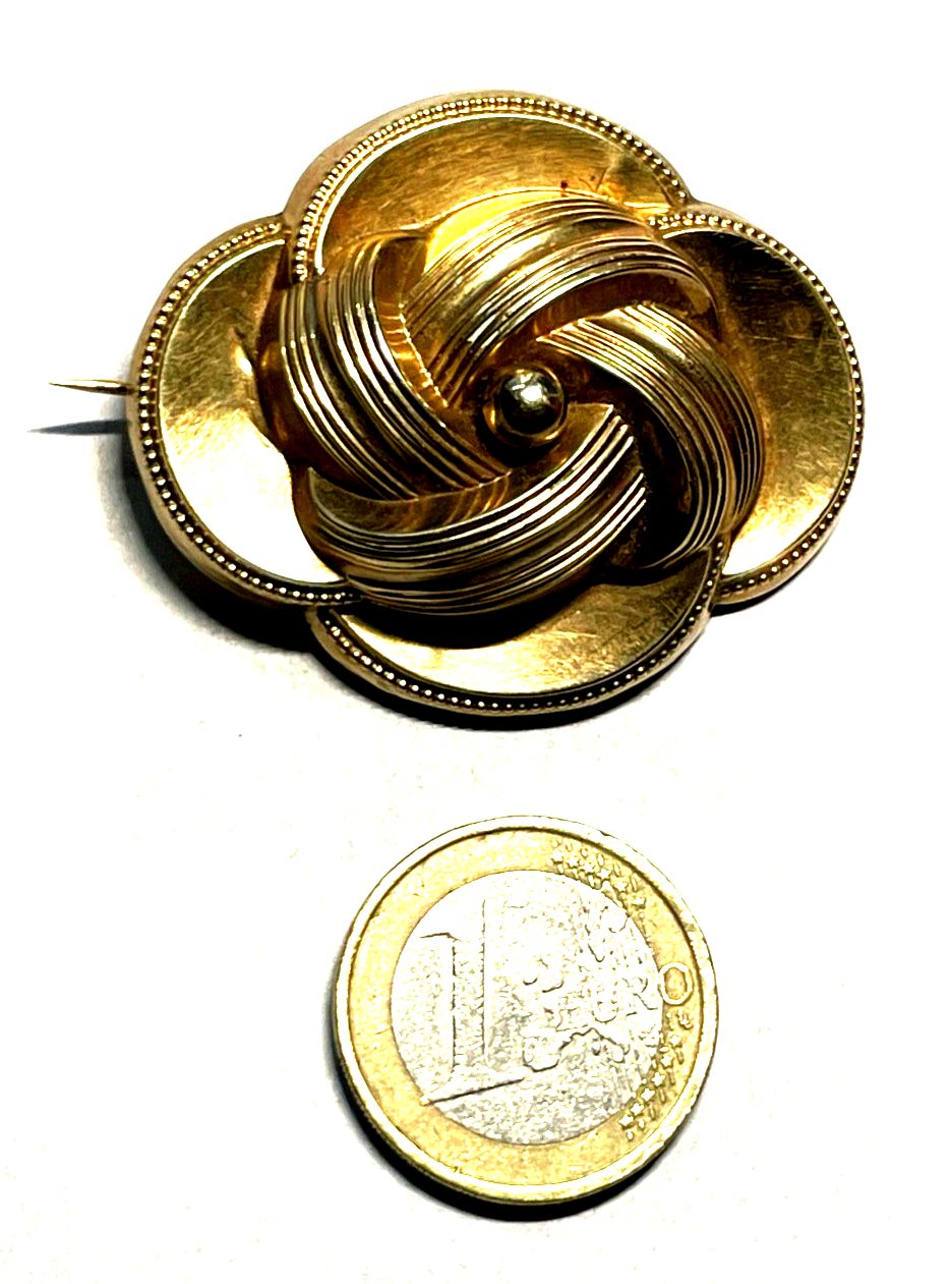 Antik Biedermeier große 8 K Gold 333 Brosche oder Anhänger hohl Echtgold geprüft6