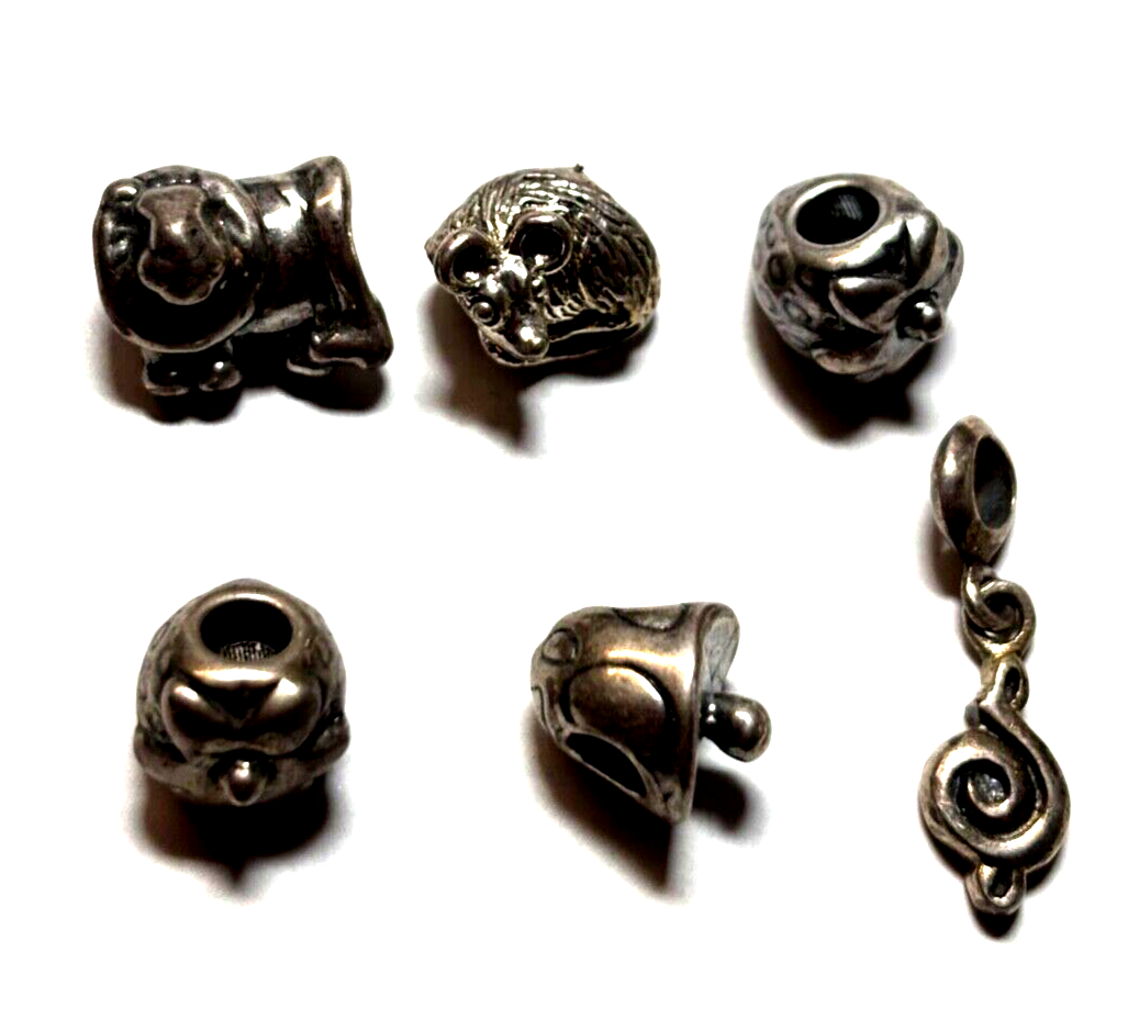 6 verschiedene 925 Silber Beads Charm Anhänger Silberanhänger gemischt neu2