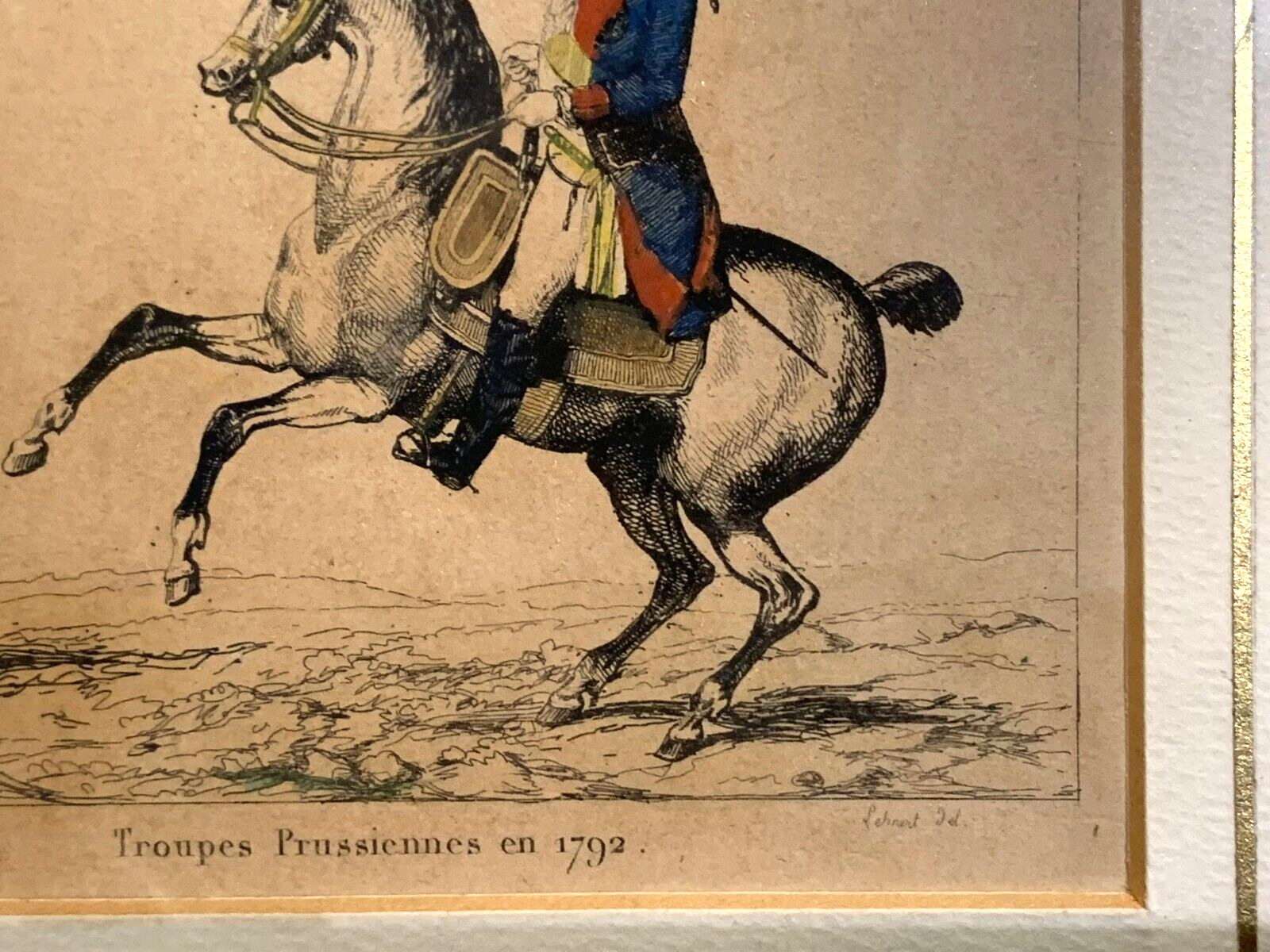 Lacauchie - Stahlstich koloriert - preußische Truppen der königl. Garde 17924