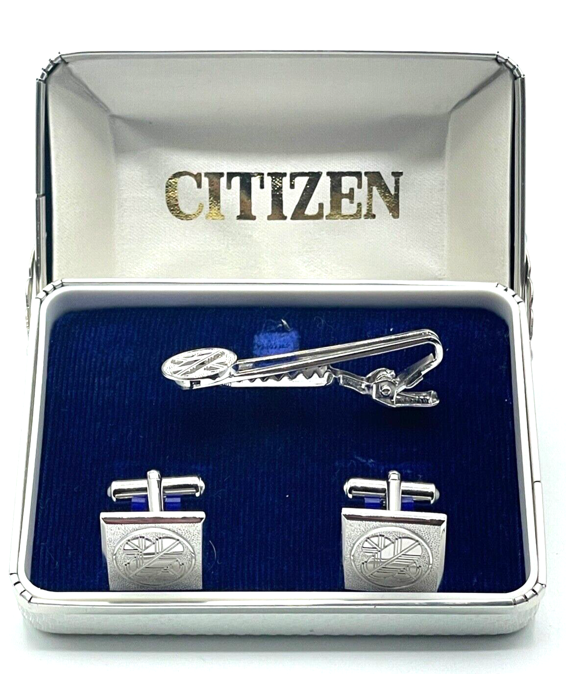 Citizen Manschettenknöpfe Krawattenhalter Samurai Symbol Hawk Feather orig. Box5