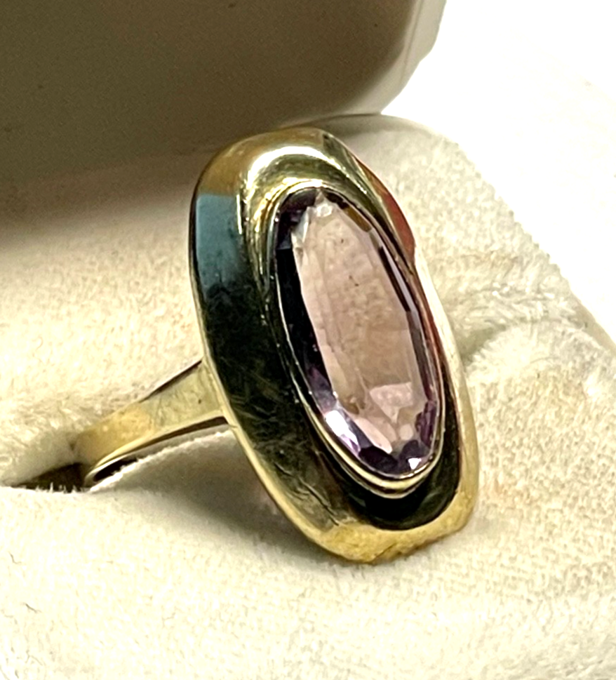 Vintage 333 Gold 8 K heller Amethyst Ring Ø 17,8 mm RG 56 Juwelier Qualität12