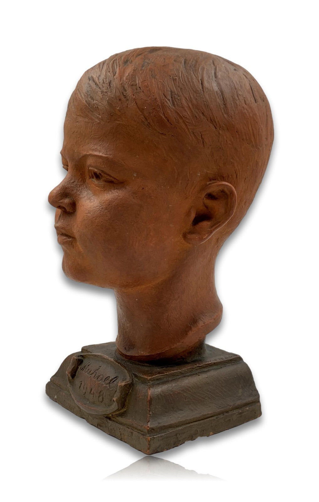 Wilhelm Frass 1886-1968 - Terrakotta Büste Skulptur - 'Michael 1948' - signiert2