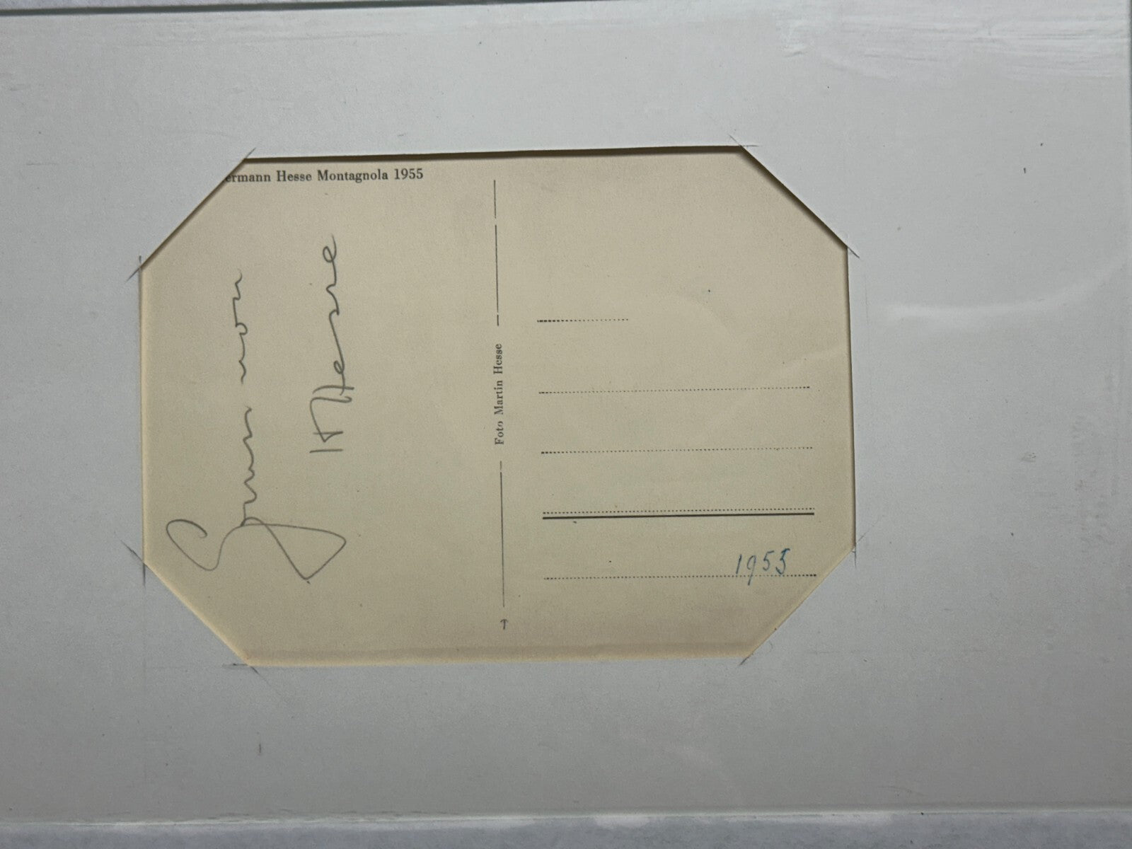 Hermann Hesse Porträt mit handschriftlichen Gruß - gerahmt im Passepartout8
