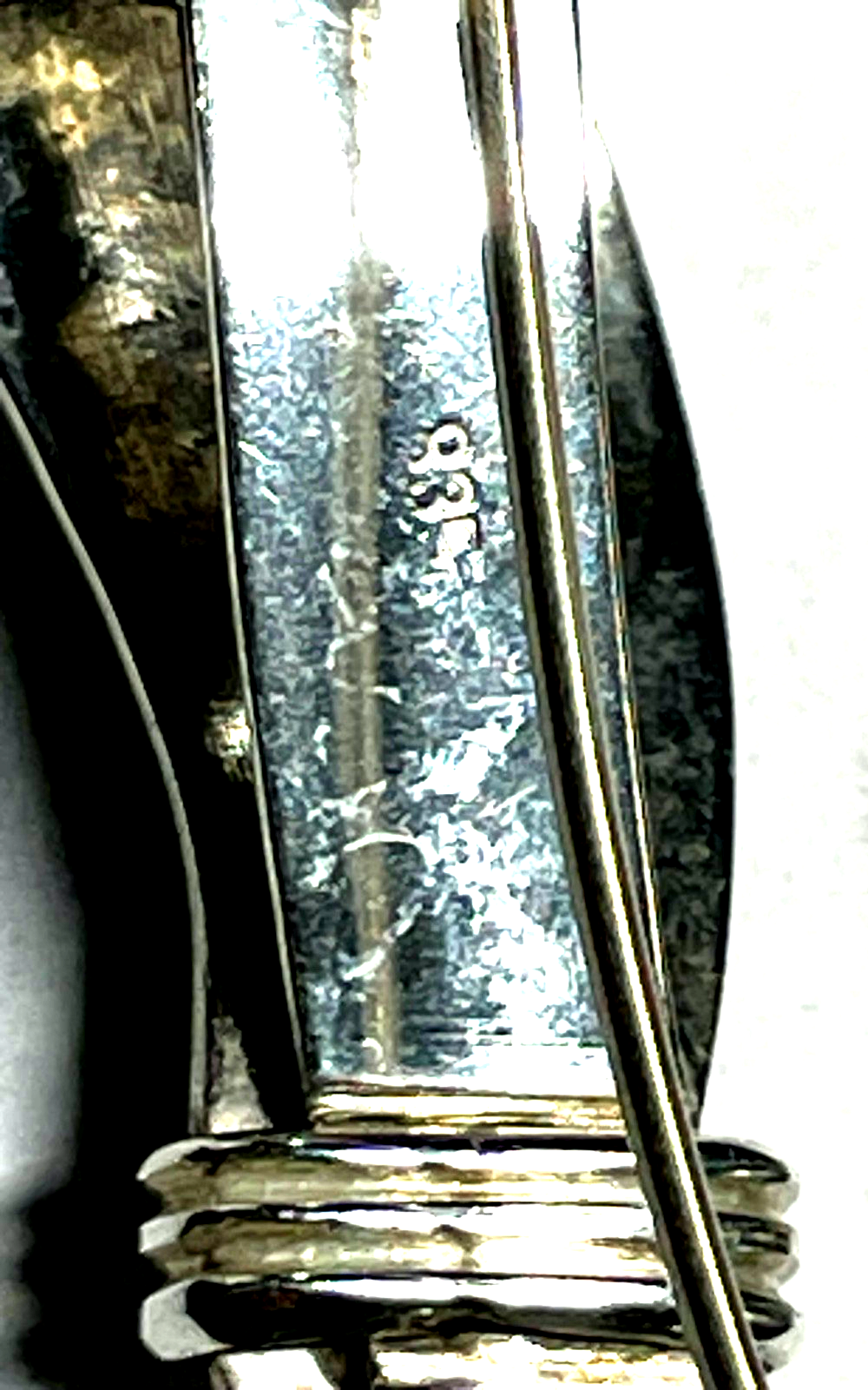 Antik 835 Silber Brosche Anstecknadel klassische Schleife Dekor Handarbeit L50mm4