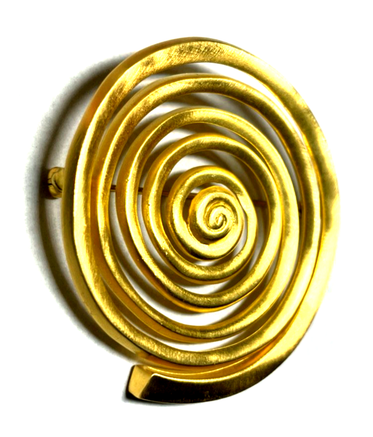 Große Replik imposante Spiralbrosche keltisch Unendlichkeit Brosche matt Gold4