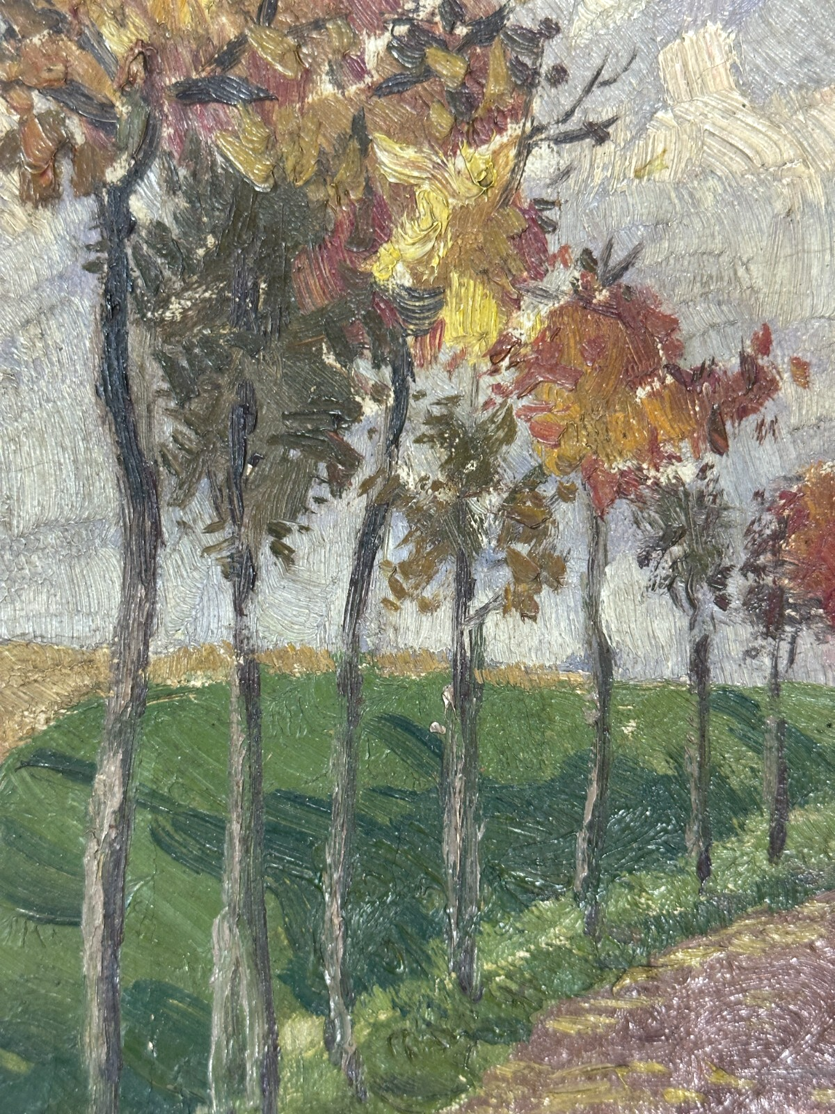 Edmund Massau (1860–1935) Öl auf Leinwand - herbstliche Straßenszene - signiert6