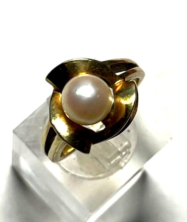 Solider Klassiker 585 Gold 14 K Ring RG 53 mit Akoya Perle Juwelier gepflegt 5Gr5