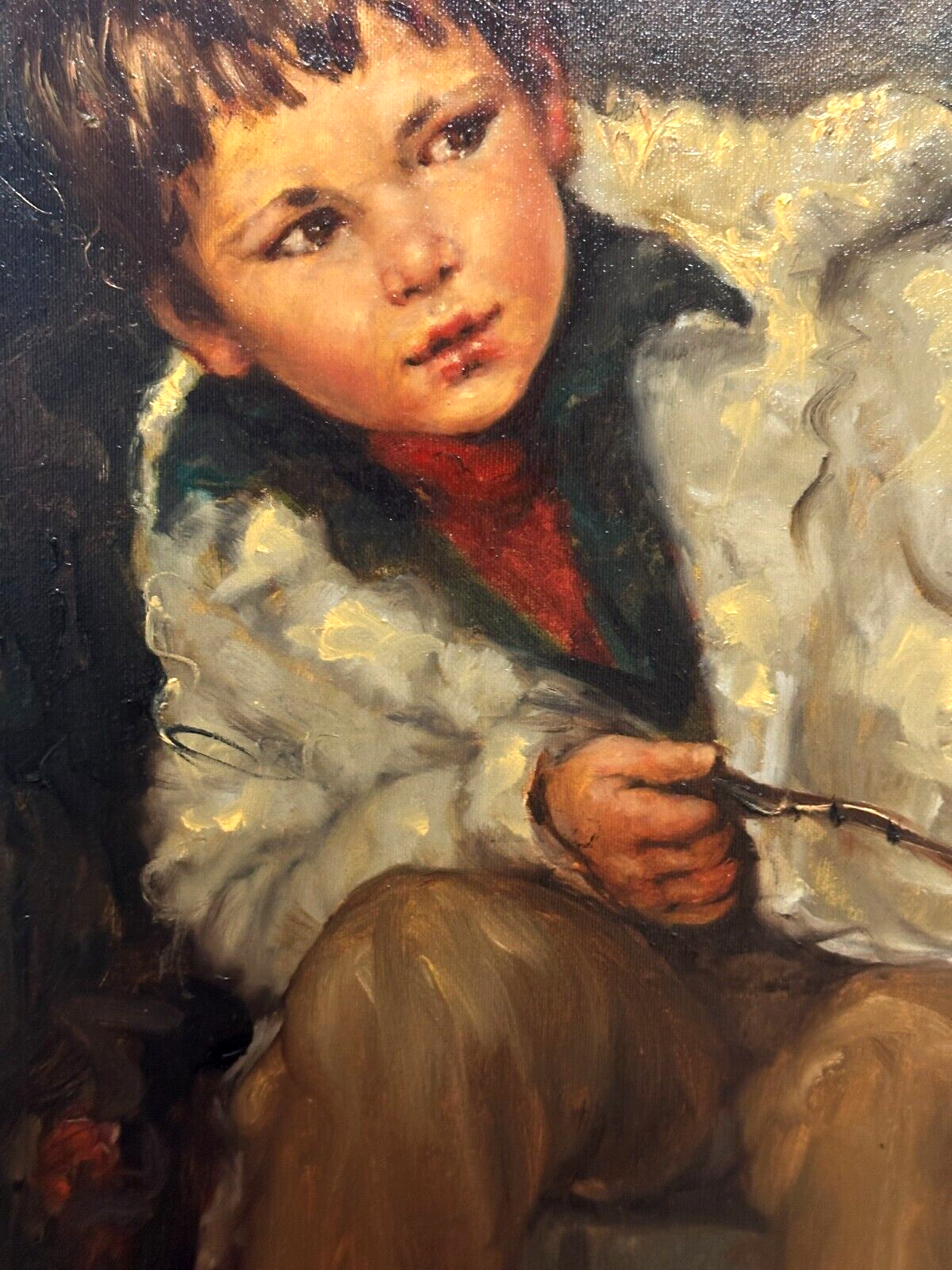 Öl auf Leinwand - Kinderportrait Knabe - gerahmt - signiert - sehr dekorativ3