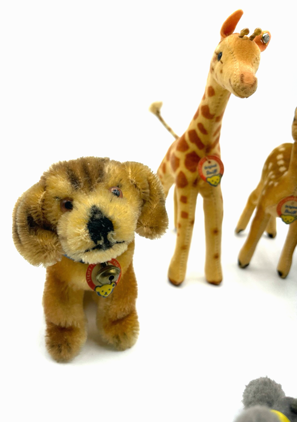 6 vintage Steiff Tiere mit Knopf Schild Glöckchen top gepflegtes Konvolut1