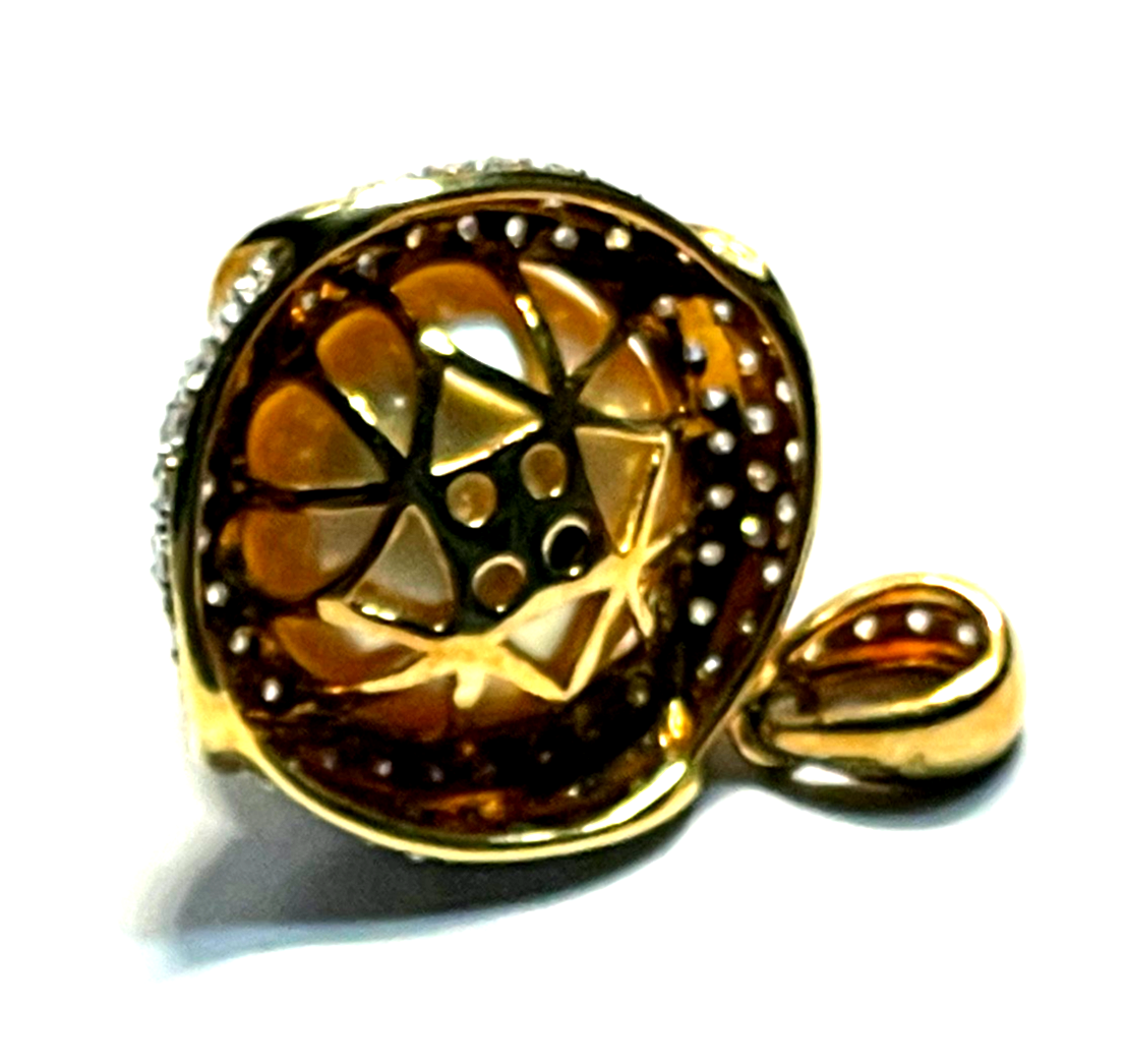 Elegant stattlicher 750 Gold 18 K Tahiti Perle Anhänger Ø 14 mm + Pavé Diamanten7