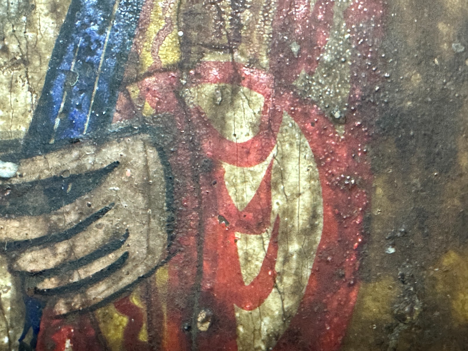 Alte Ikone um 1800 – Deësis mit Hl. Theodor & Johannes – Rumänien Tempera & Gold11