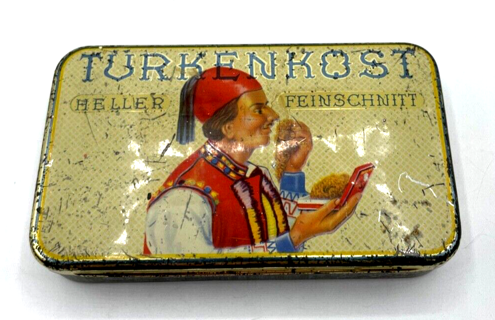Alte Werbung Türkenkost Blechdose Heller Feinschnitt Tabak Otto Beckmann & Co0