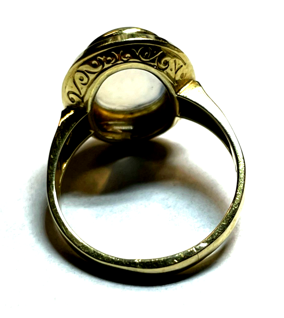 Antik aparter 585 Gold 14 K Ring mit Top Mondstein elegant RG 58 Ø 18,5 mm6