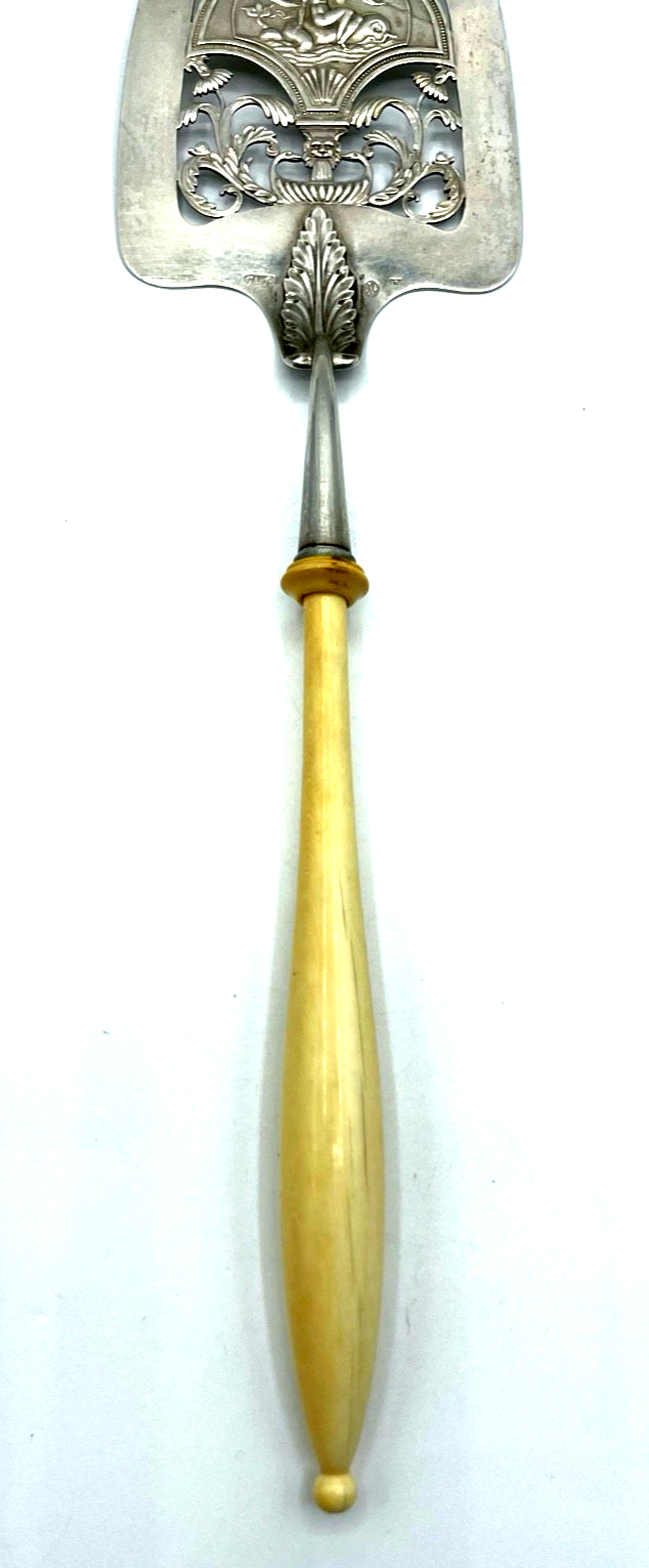 Antiker Fisch o Pastetenheber 13 Lot Silber Stadtmarke Heilbronn vor 1880 L 33cm2
