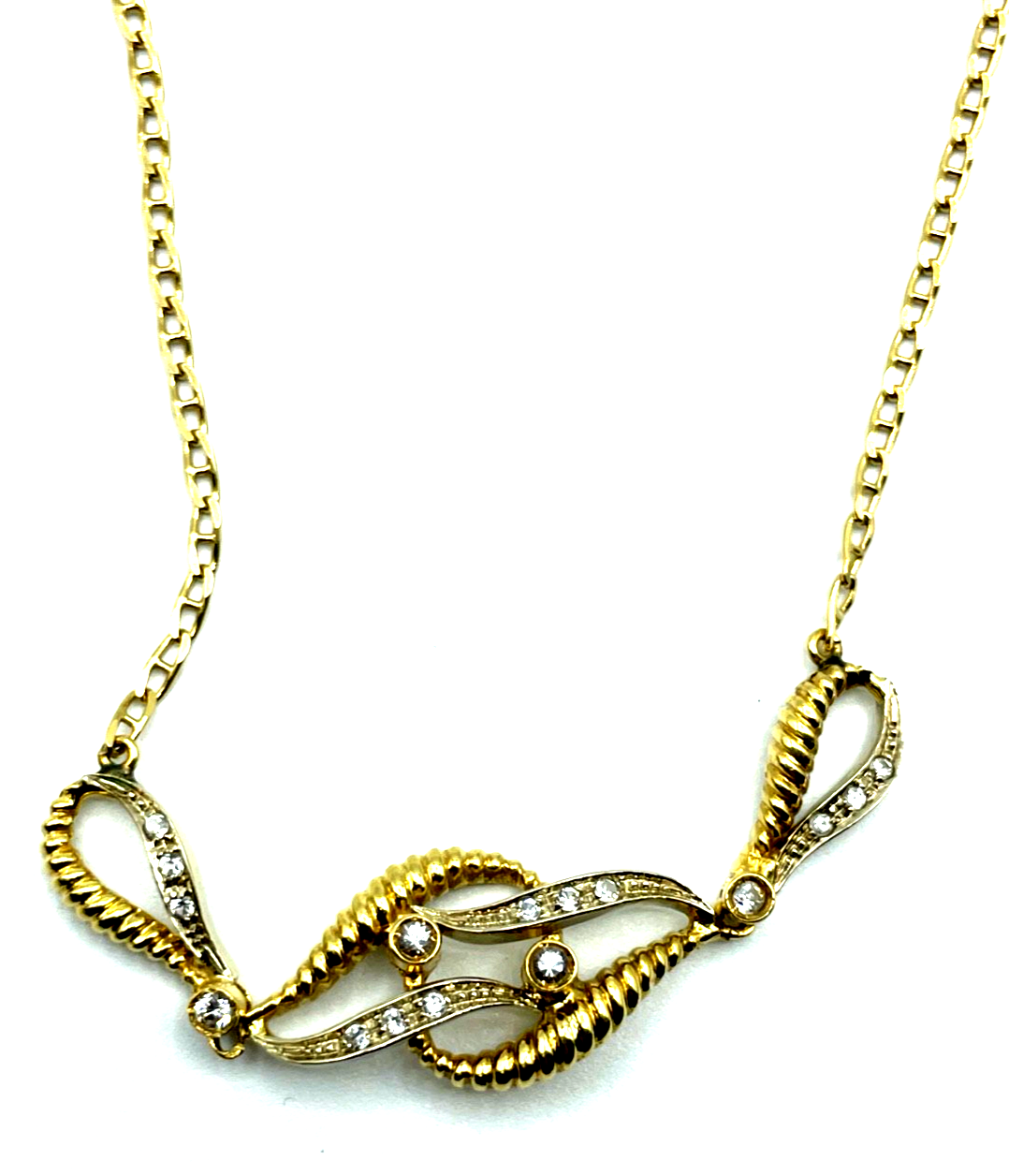 750 Gold 18 K Gold apart Collier Kette Weißtopas Schleife Dekor Juwelier L 43,50