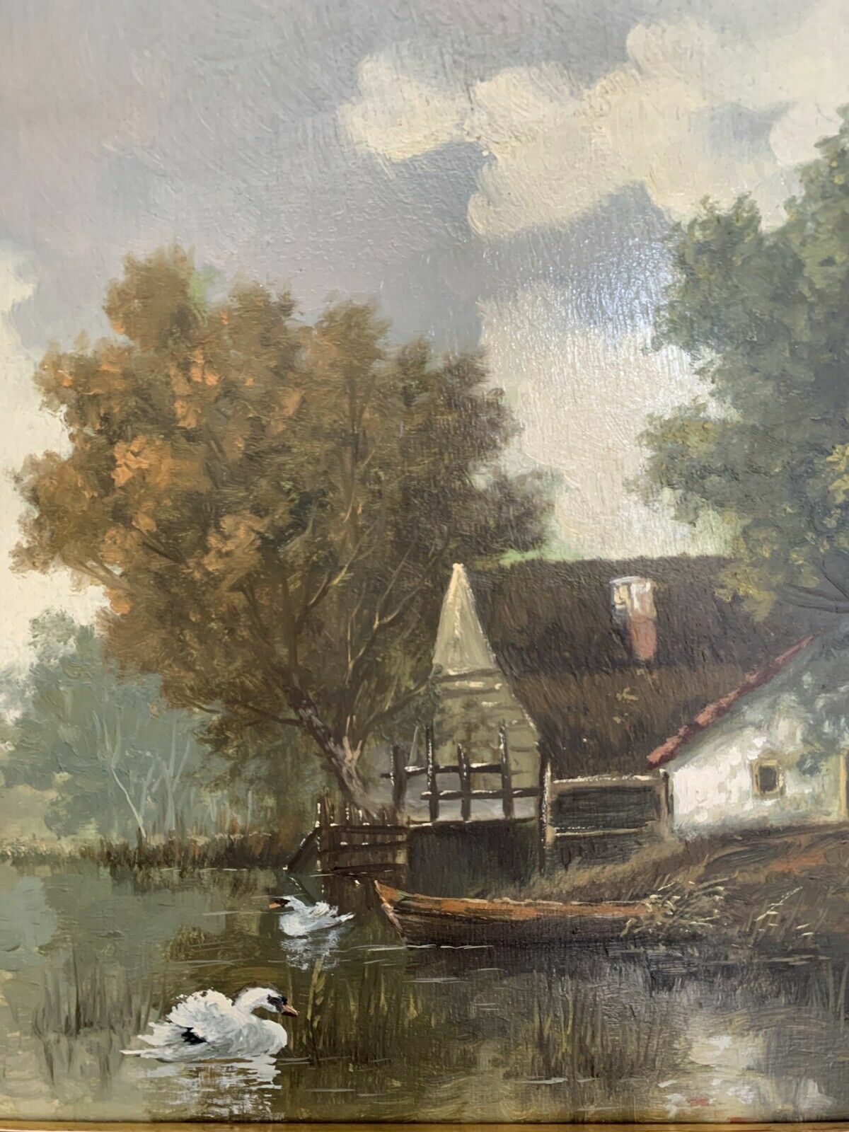 Roelof DOZEMAN (1924-1988) Ölgemälde Signiert - Schwanenteich - Öl auf Leinen2