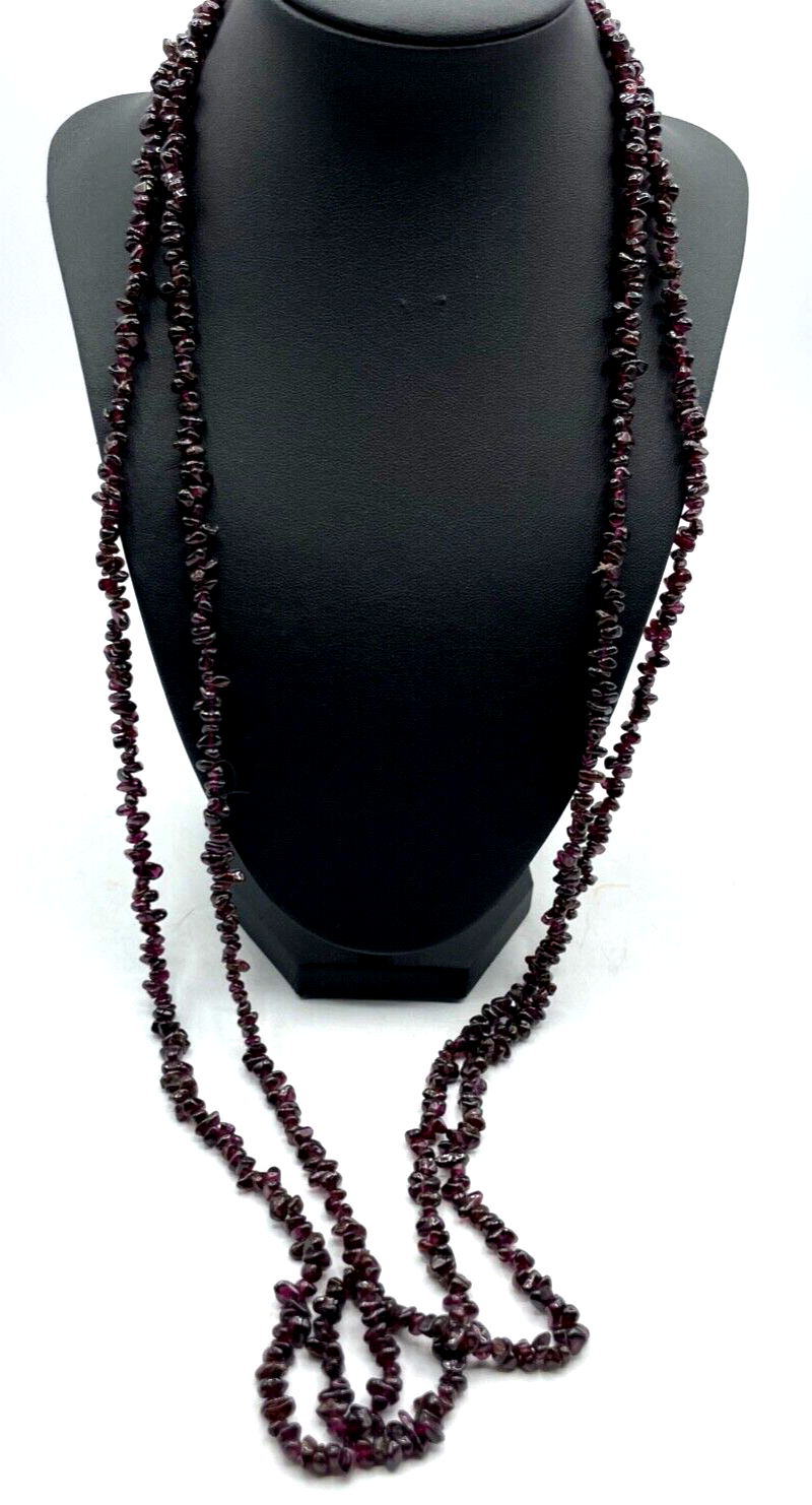 2 x Granat Kette ohne Verschluss polierte Splitterkette je 92 cm lang0