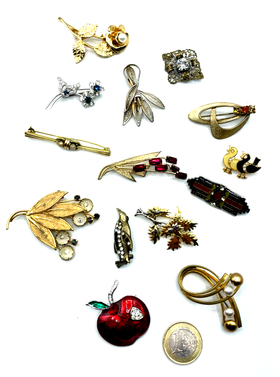 Konvolut 14 verschieden vintage Brosche Anstecknadel absolut tragbar Modeschmuck0