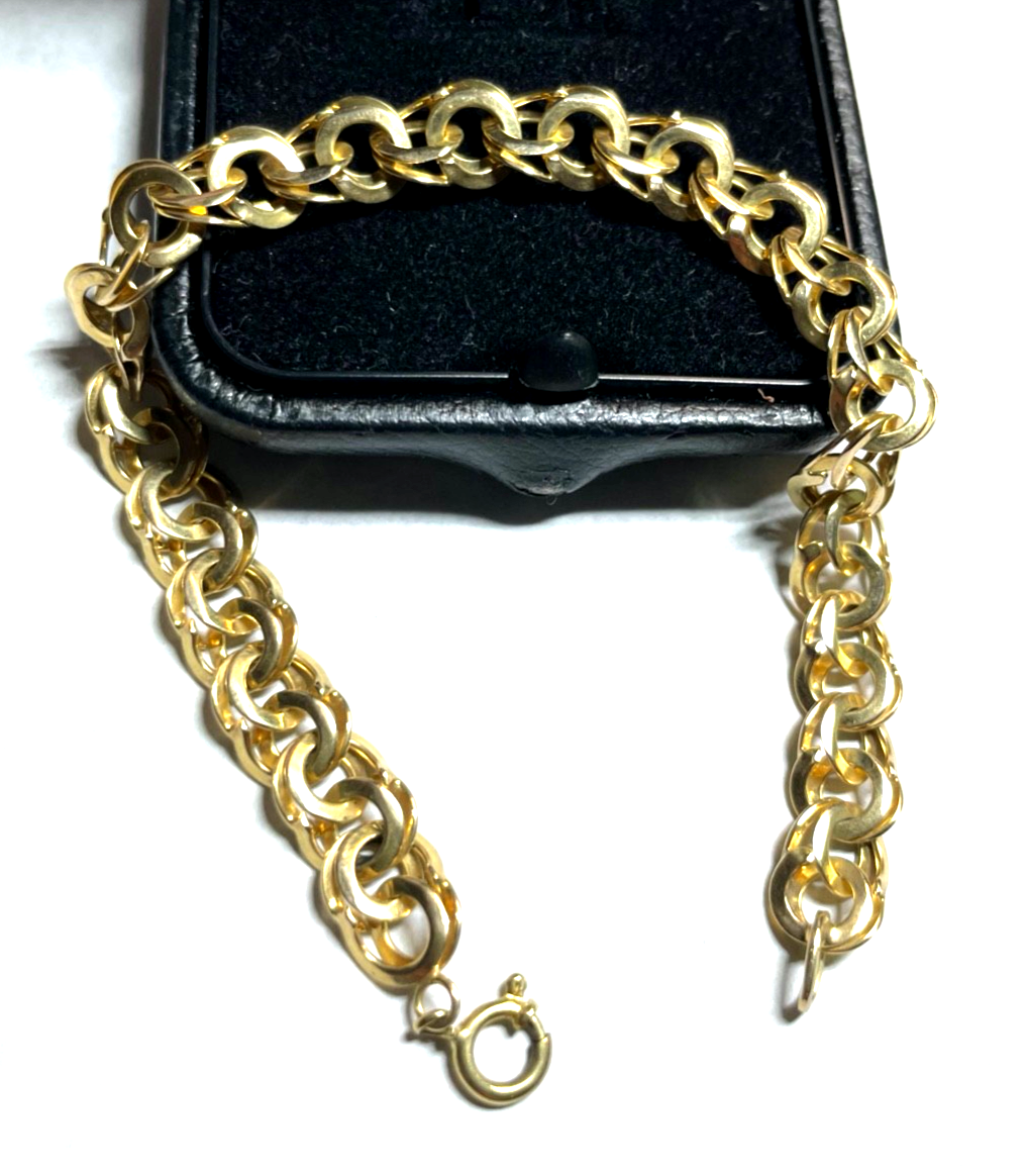 333 Gold 8 K Gelbgold Armband Garibaldi Dekor L 18,5 cm B 8 mm sehr gepflegt0