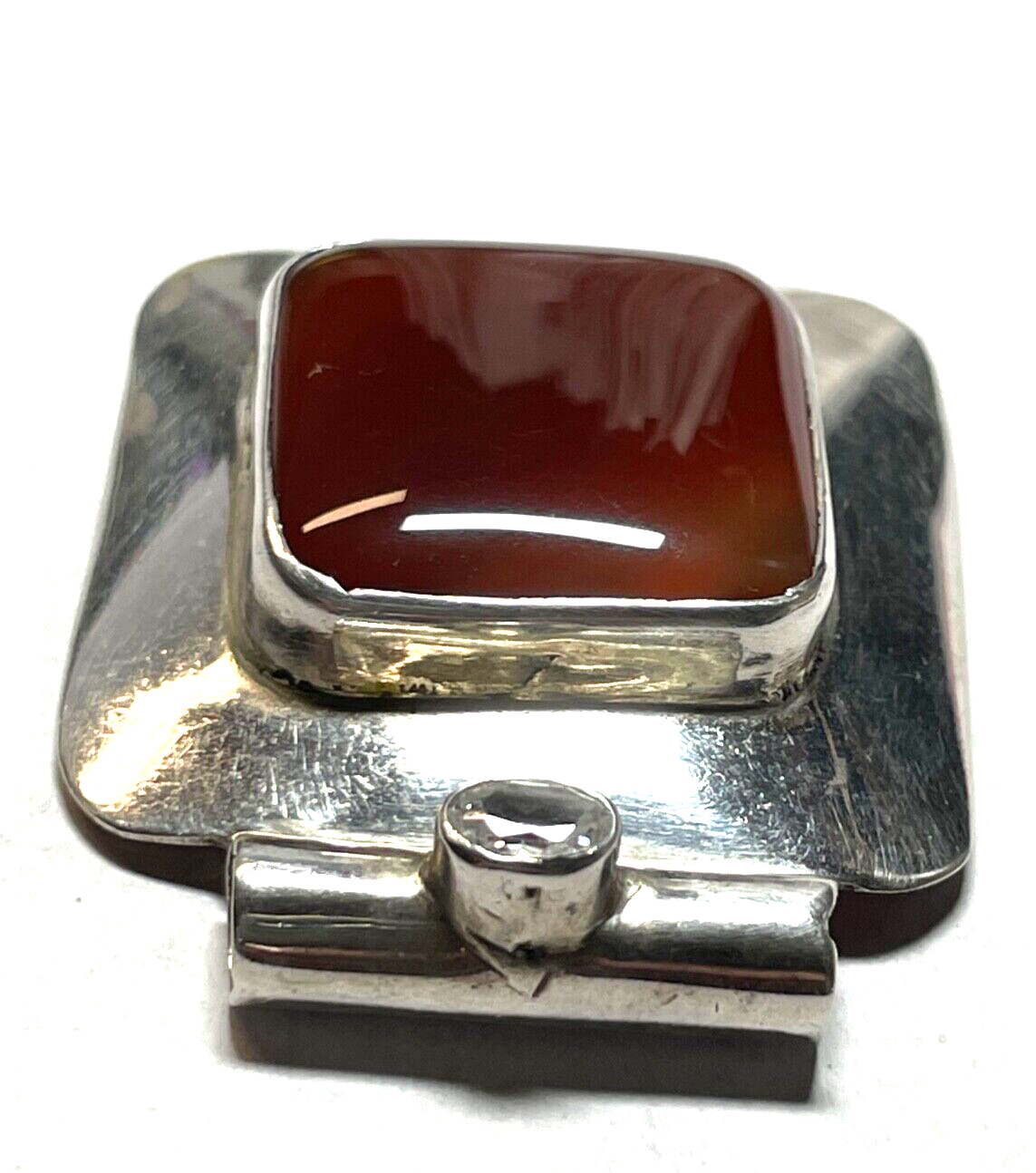 Stattlicher 925 Silber Anhänger Karneol + Bergkristall L 45 B 37 mm Handarbeit8