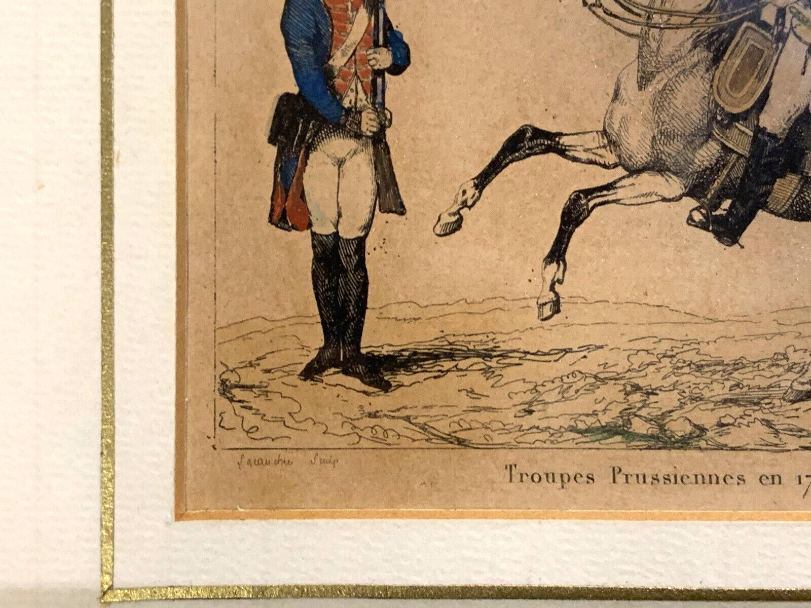 Lacauchie - Stahlstich koloriert - preußische Truppen der königl. Garde 17925