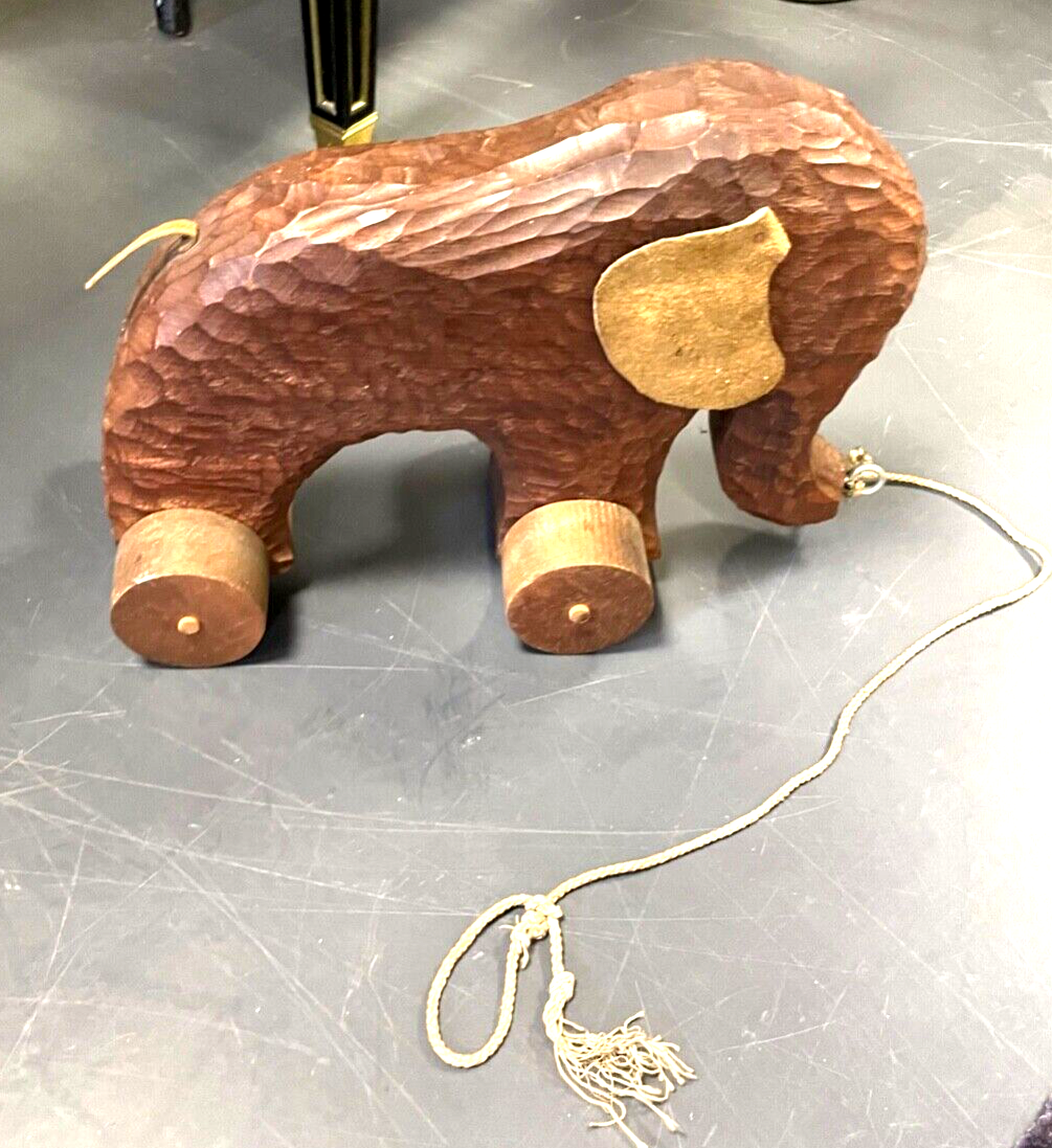 Gr. 70erJ Nachziehspielzeug Elefant Kinder Nachziehtier Holzspielzeug massiv0