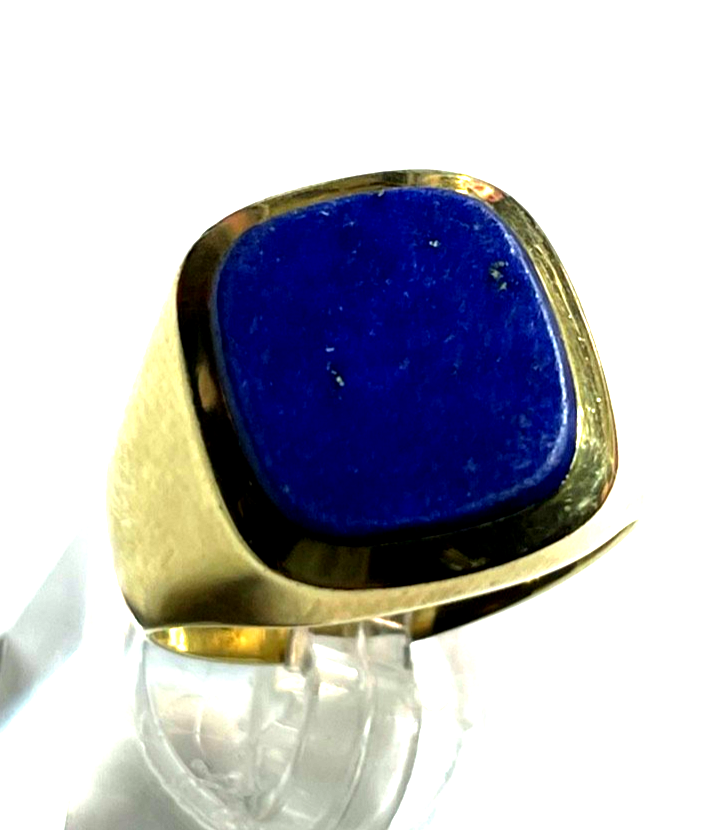 585 Gold 14 K Herrenring Ring Siegelring Lapislazuli Tafel Ø 20 mm RG 63 klassik5